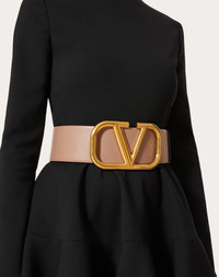 VALENTINO ロコフリントトロストリンクフティ XV0MF22L8GW 0NO Valentino REVERSIBLE VLOGO SIGNATURE BELT IN GLOSSY CALFSKIN