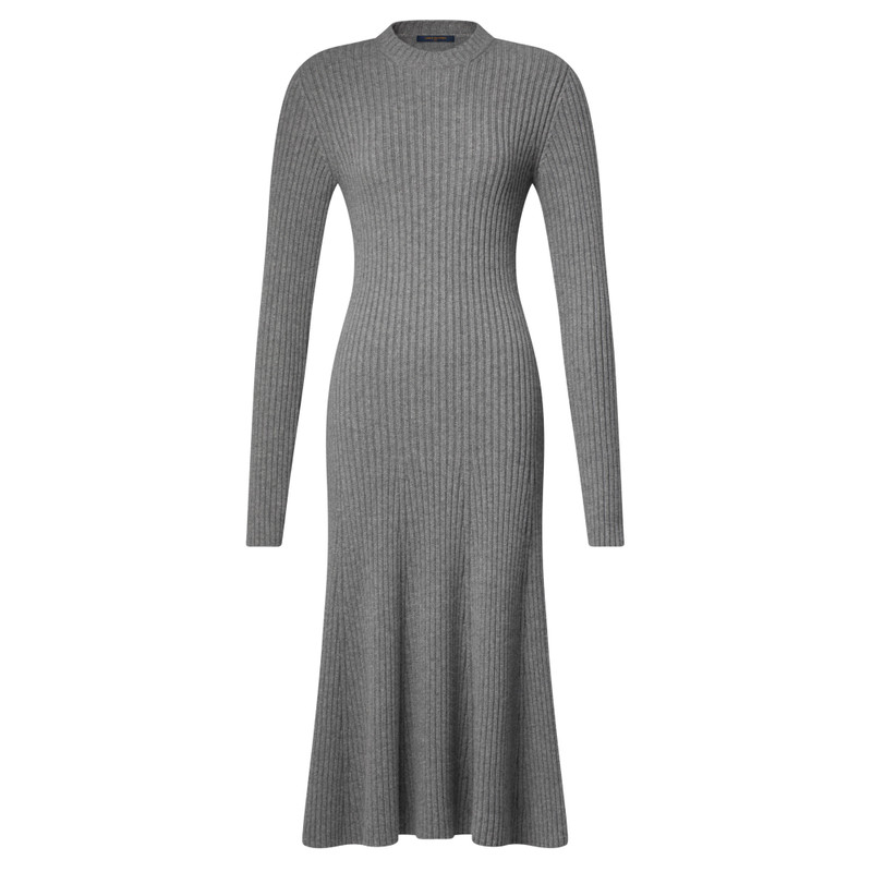 Long-Sleeved Rib-Knit Maxi Dress 1