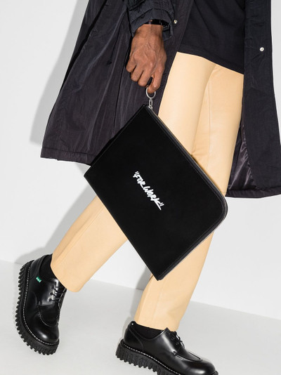 Off-White quote print clutch bag outlook