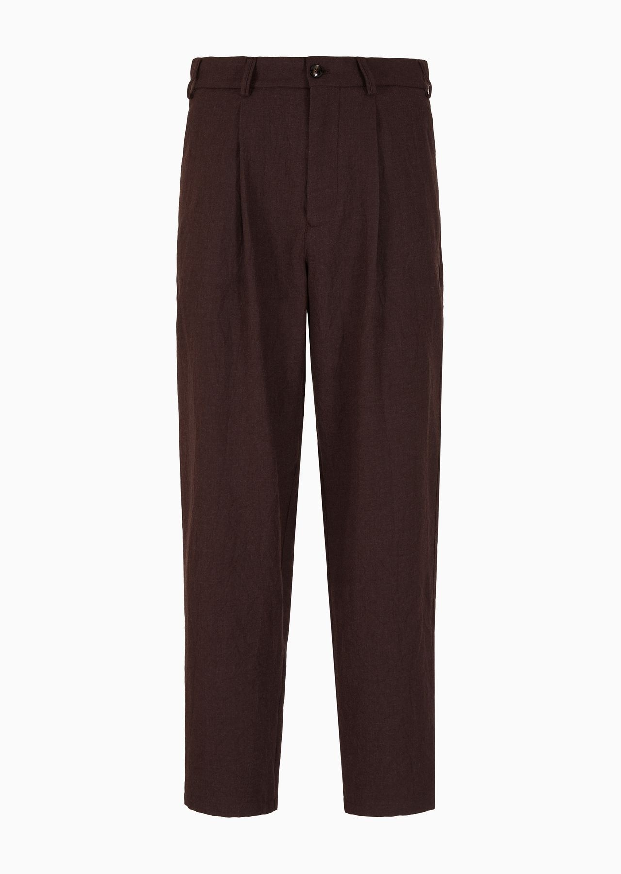 Single-darted, crinkled wool flannel trousers - 1