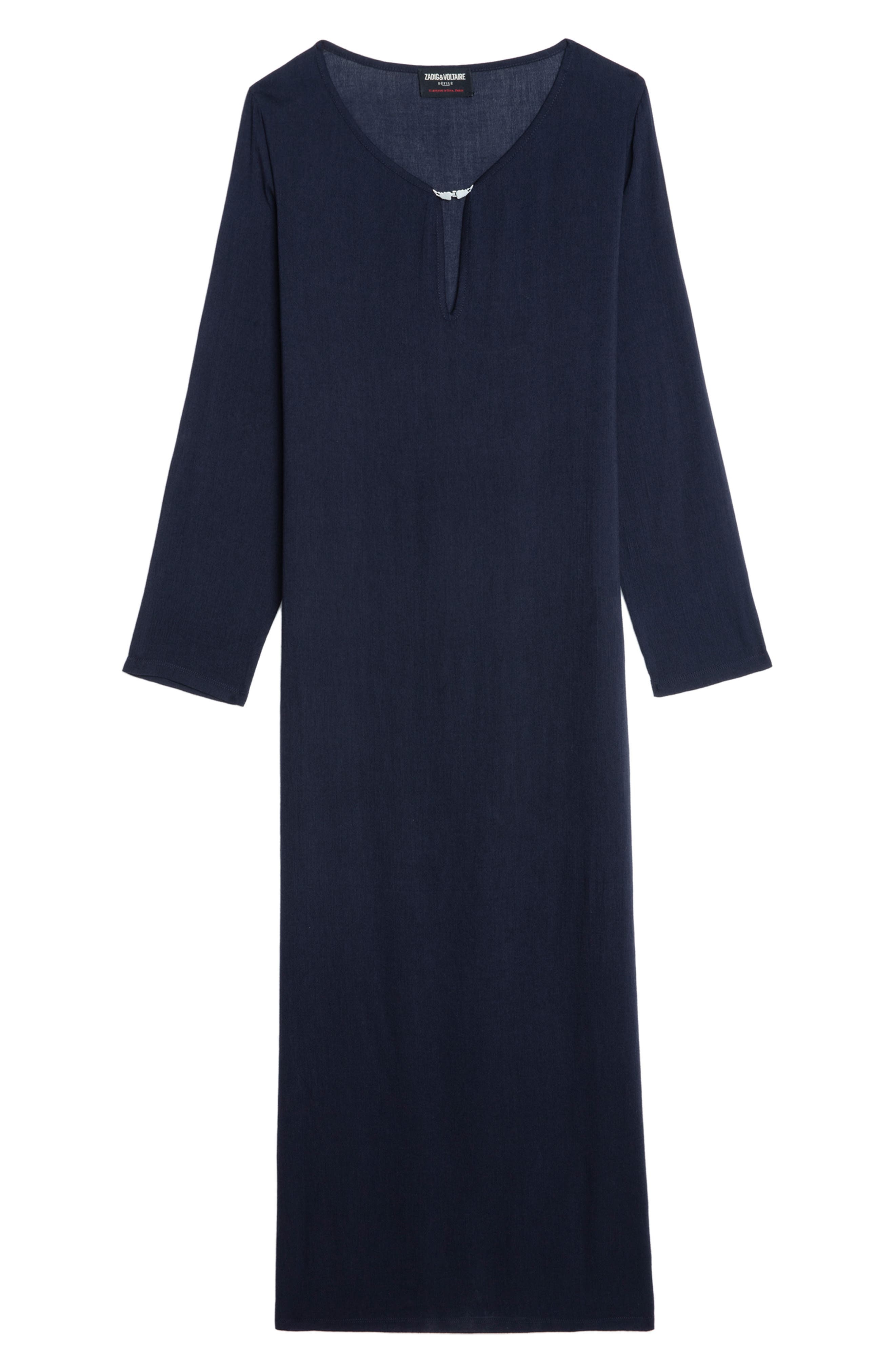 Zadig & Voltaire Delia V Long Sleeve Maxi Dress in Encre at Nordstrom - 5