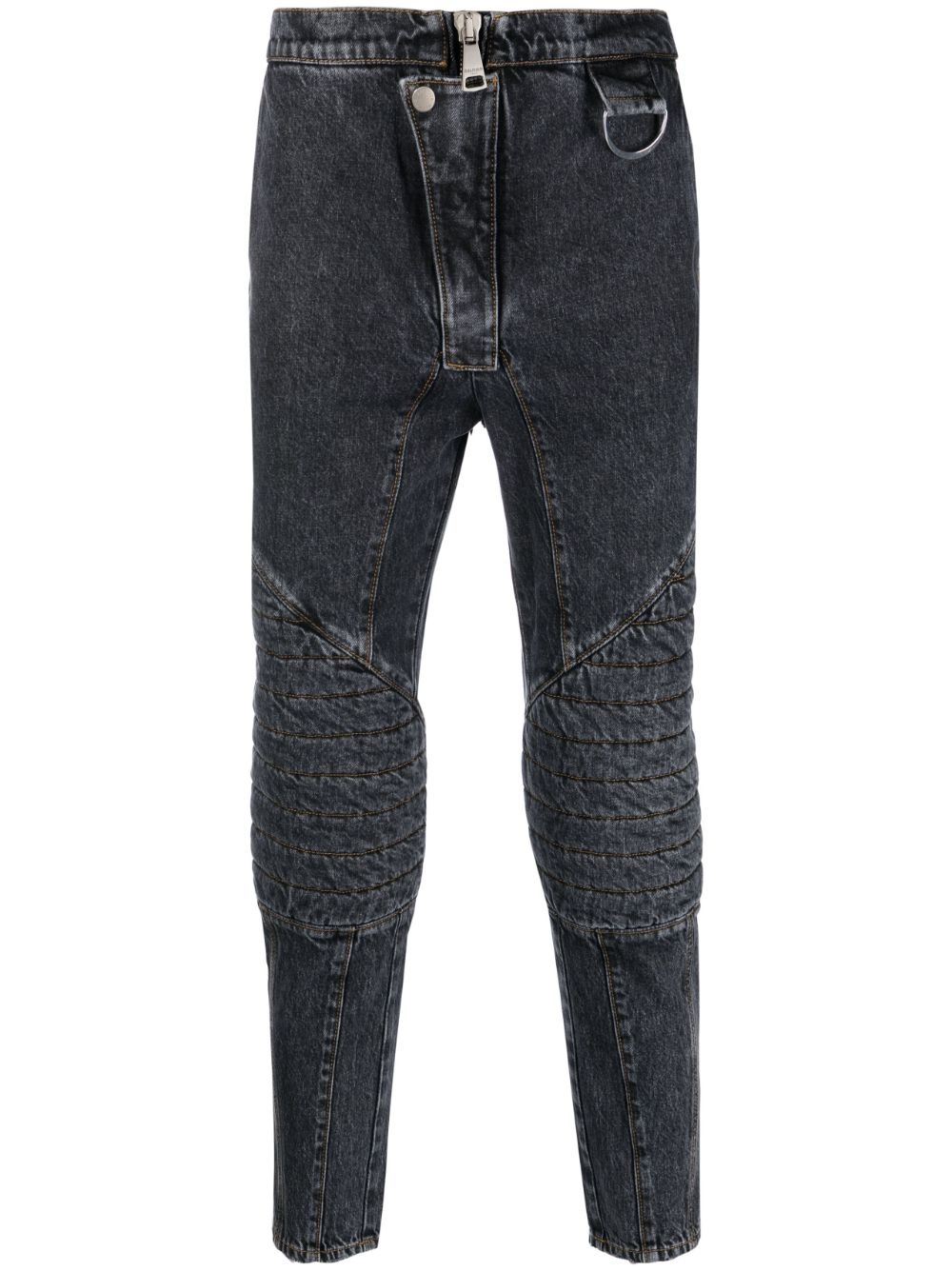 ribbed panel slim-fit jeans - 1