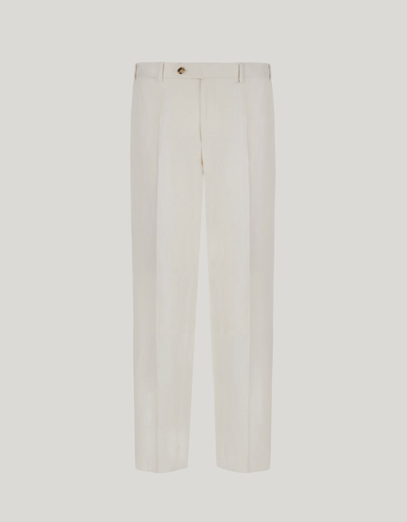 WHITE LINEN AND SILK REGULAR-FIT PANTS 1