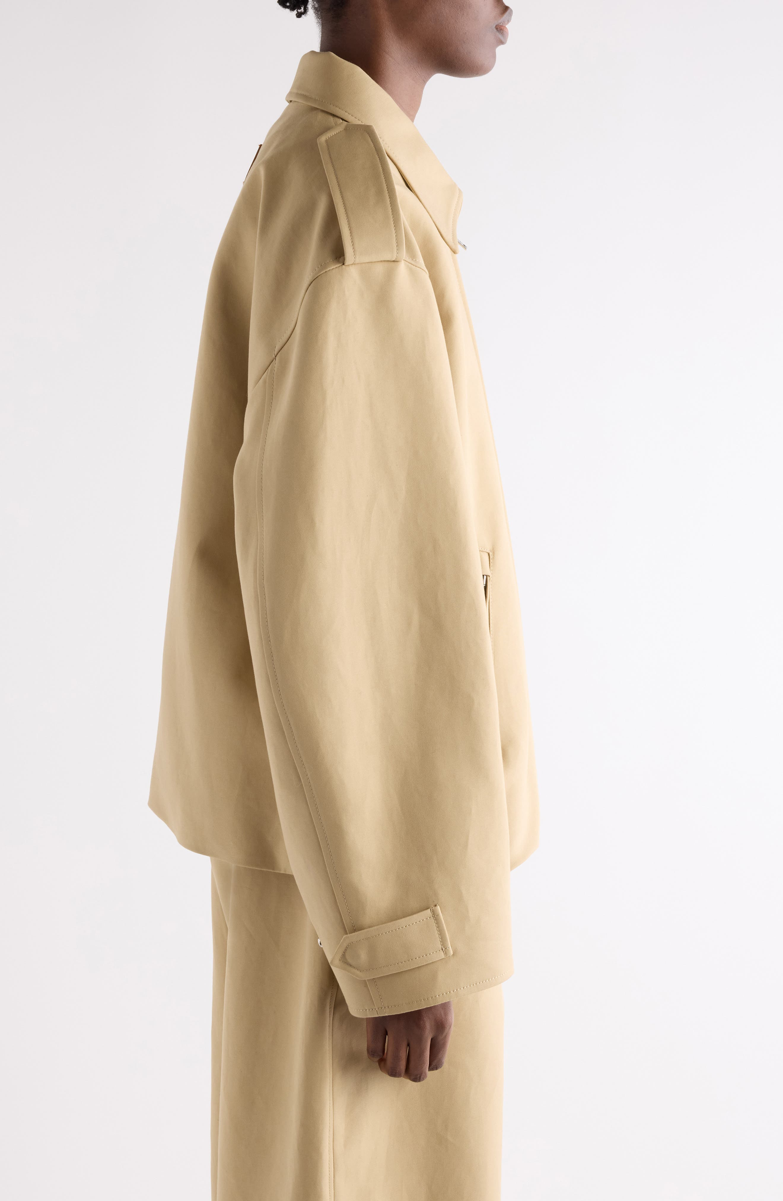 Acne Studios Onaga Organic Cotton Sateen Jacket in Beige Melange at Nordstrom - 4