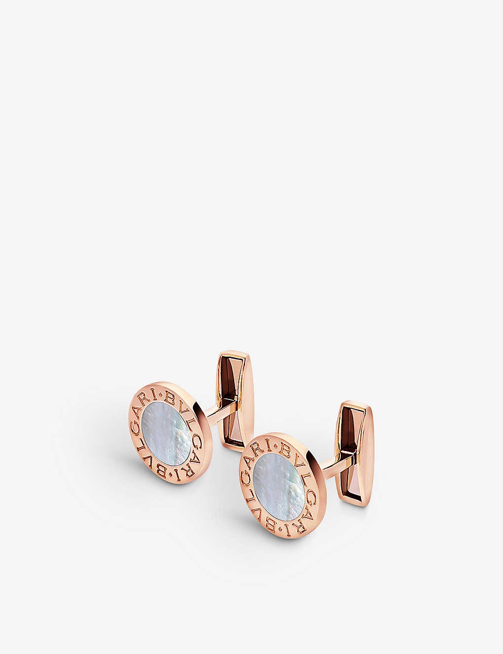 BVLGARI BVLGARI 18ct rose-gold and mother-of-pearl cufflinks - 2