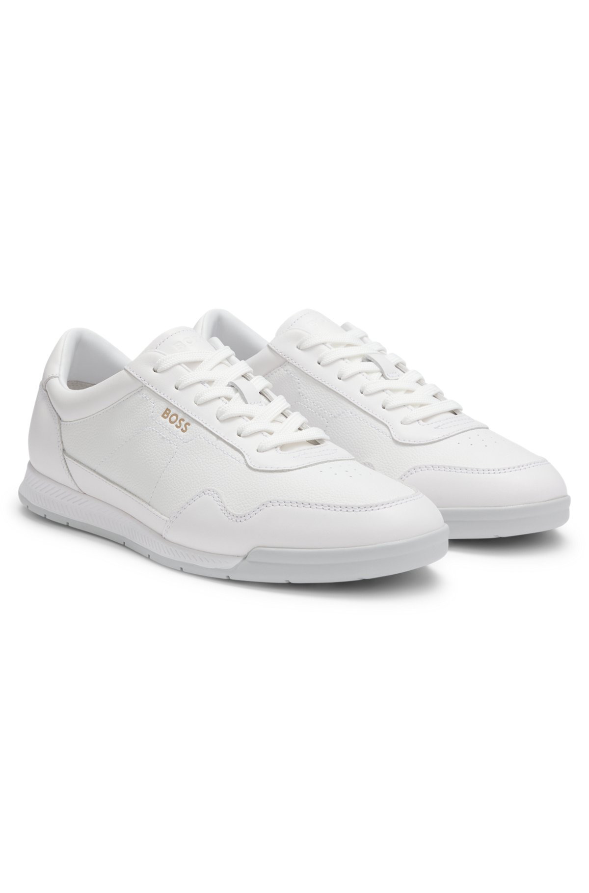FAUX-LEATHER TRAINERS WITH GOLD-TONE BRANDING - 2