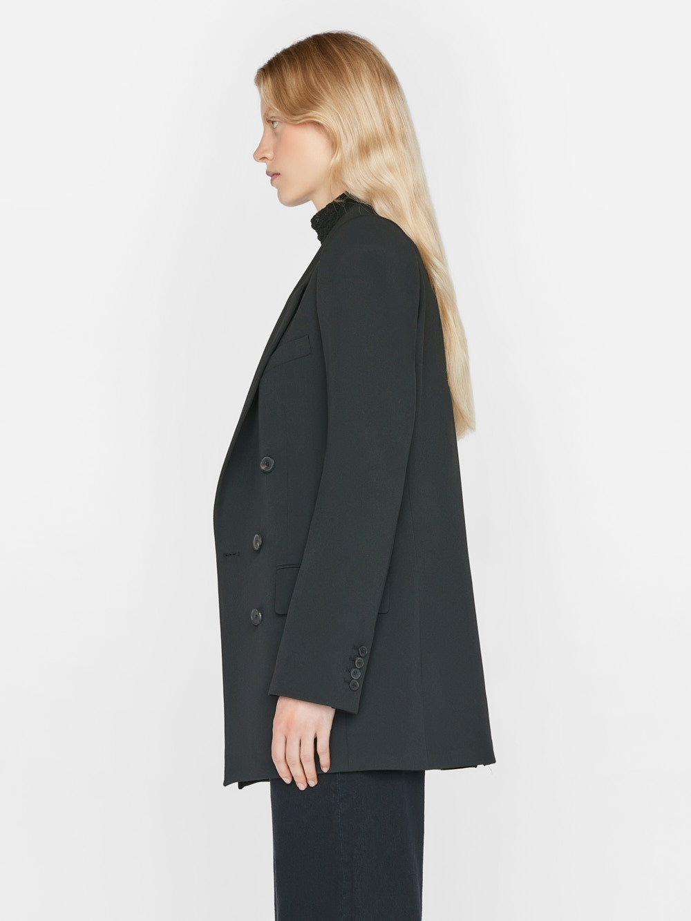 Double Breasted Slim Blazer in Noir - 8