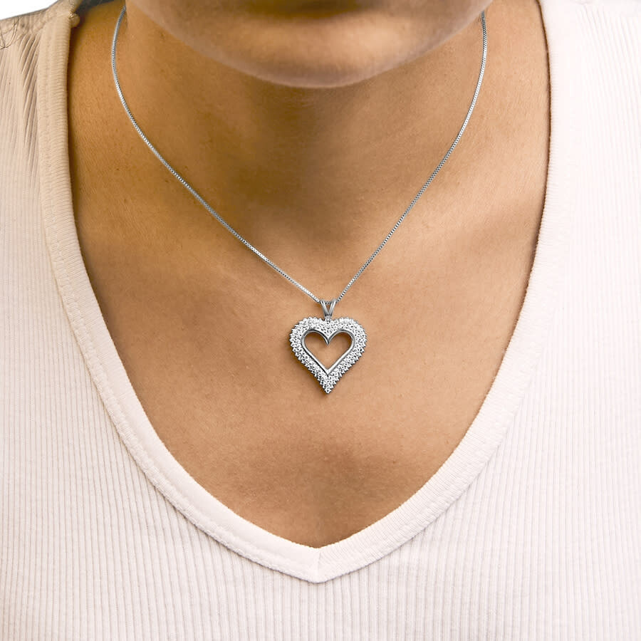 Haus Of Brilliance - Haus of Brilliance .925 Sterling Silver 1.00 Cttw Lab-Grown Diamond Open Heart Pendant Necklace- 18" - 5