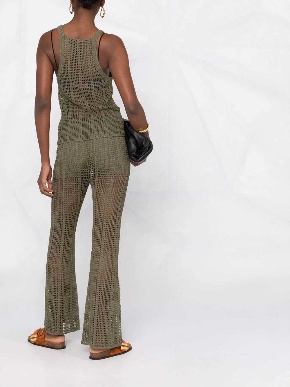 crochet-design flared trousers - 6