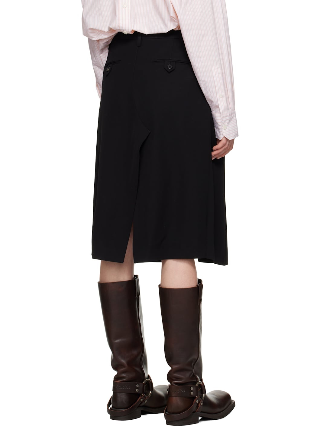 Black Viscose Suit Midi Skirt - 3
