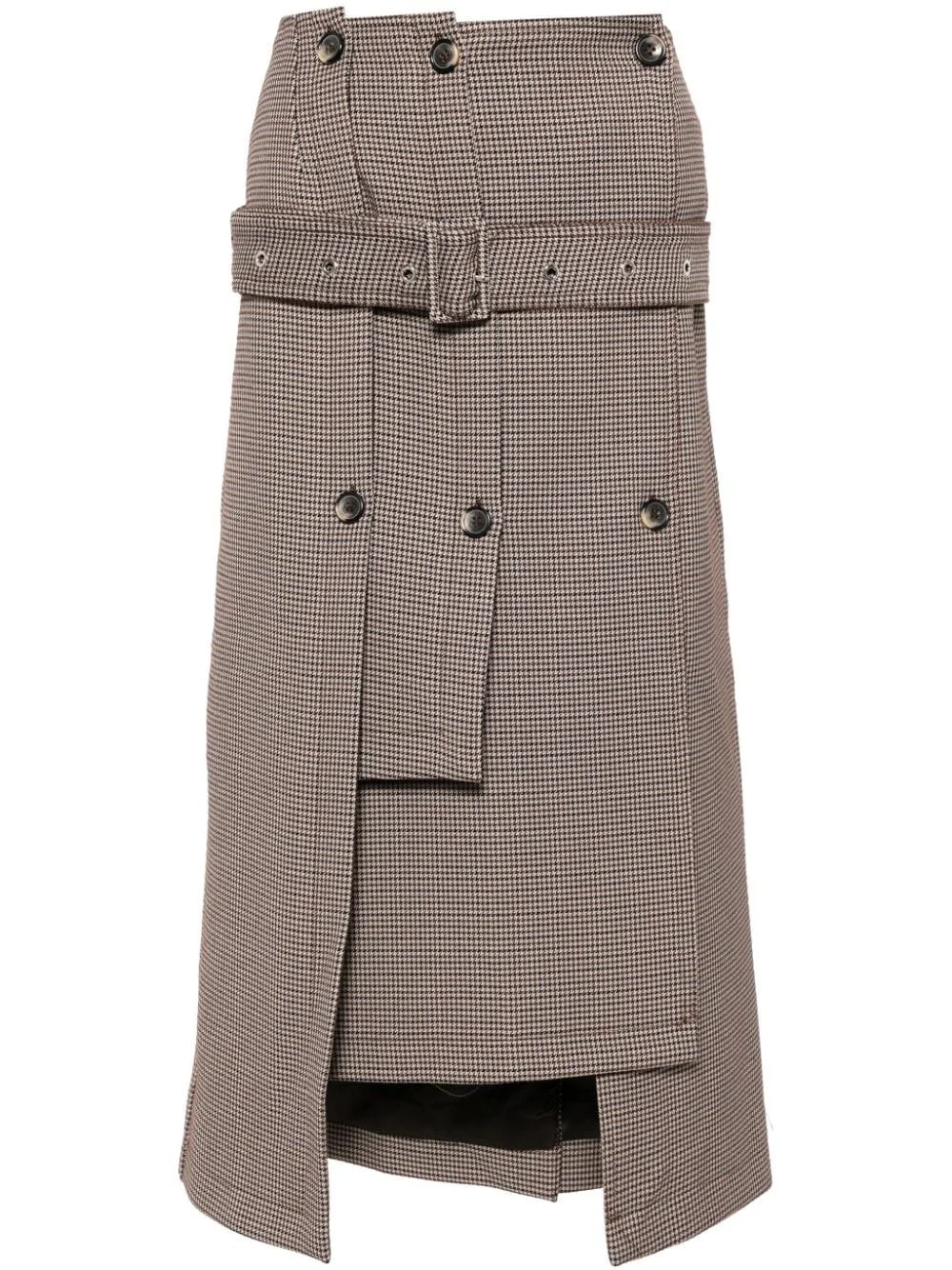 houndstooth belted midi skirt - 1