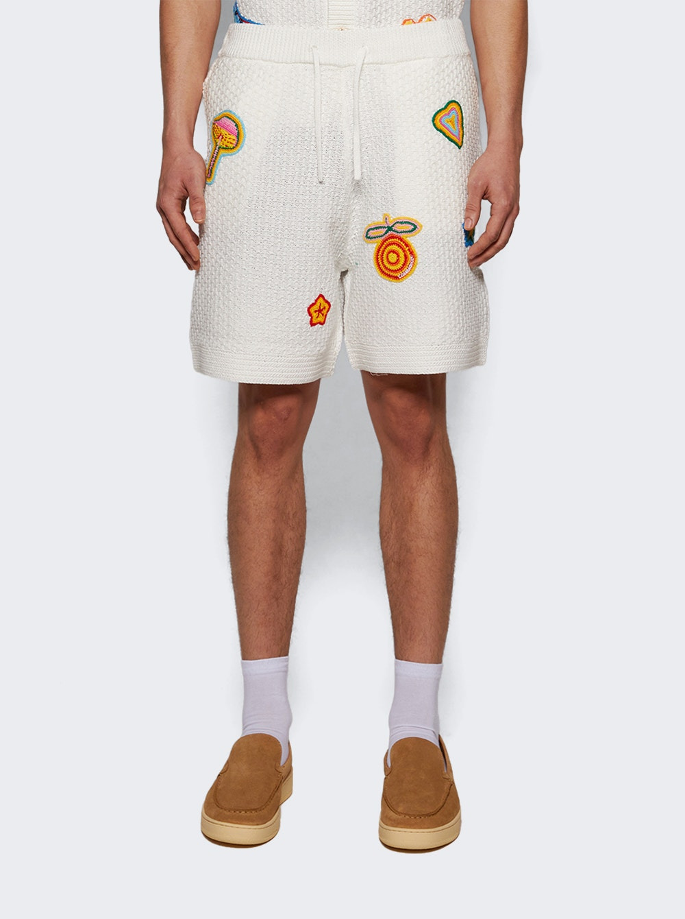 Crochet Shorts With Patches White - 2