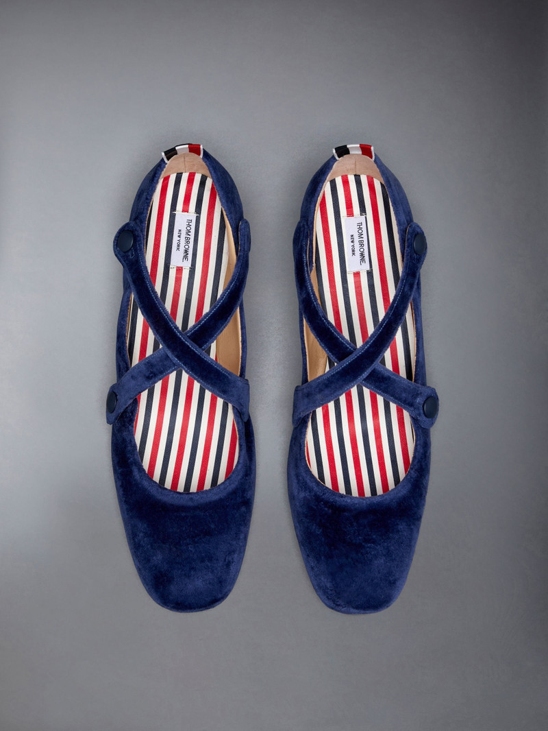 Velvet Criss Cross Button 40mm Block Heel Thom John 5