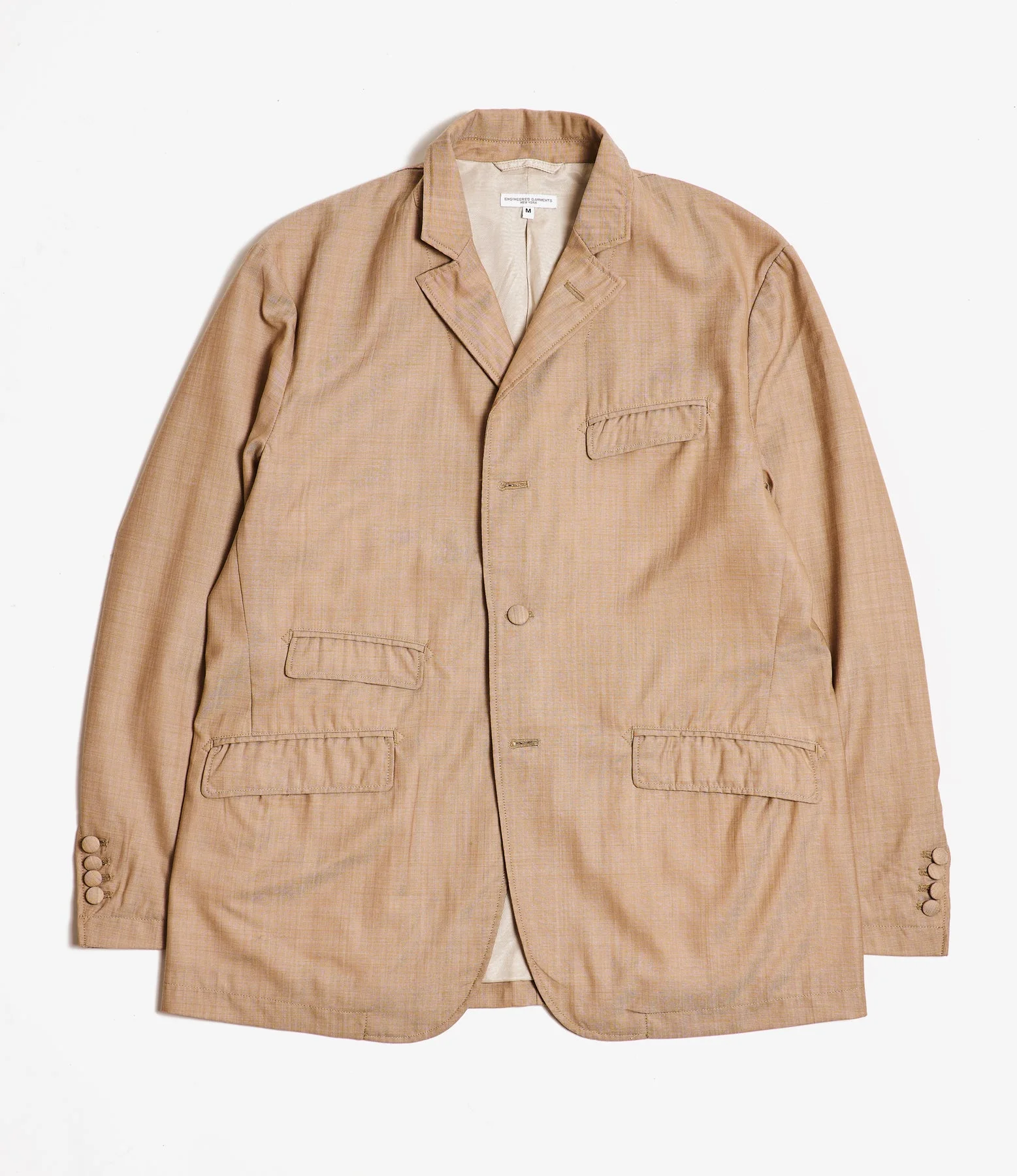 Andover Jacket for Nepenthes NY and Blue in Green - Khaki Tropical Wool - 1