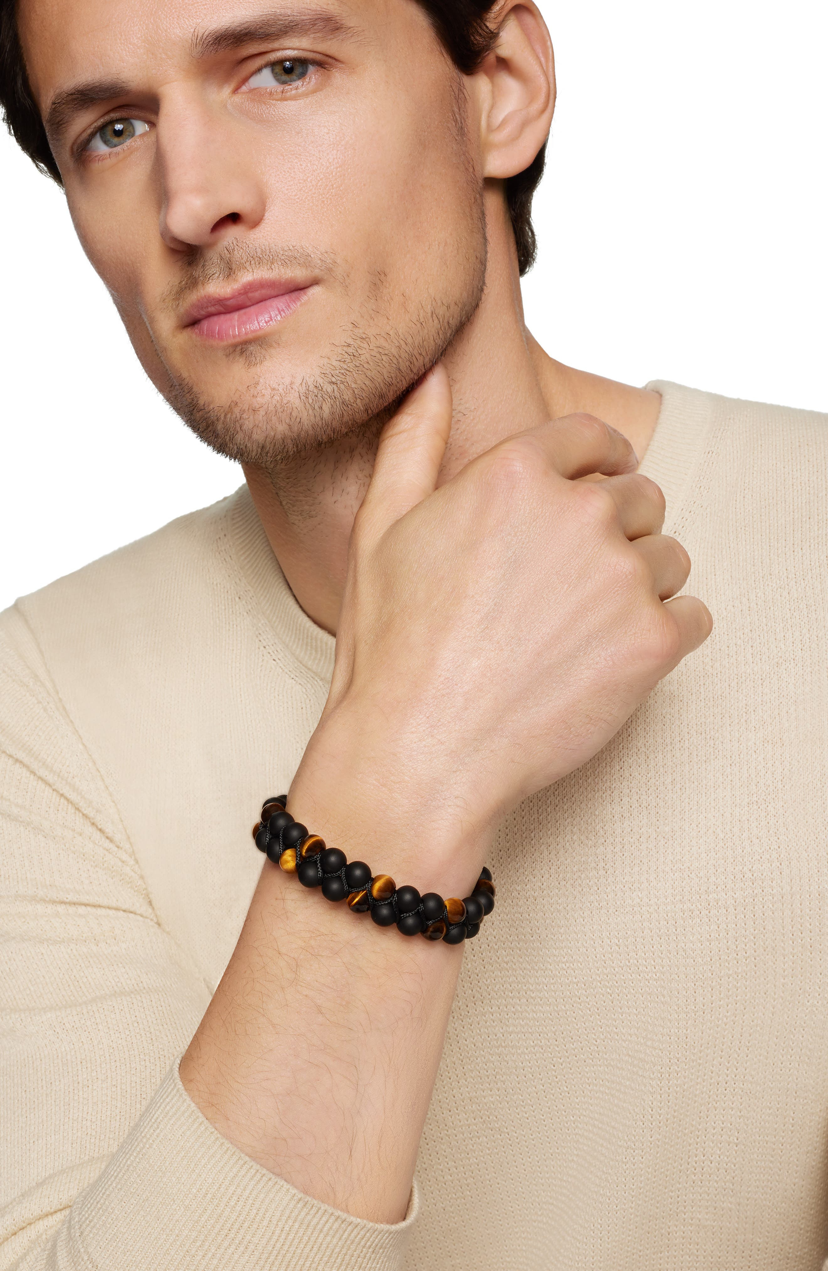 David Yurman Spiritual Beads Two Row Woven Bracelet, 8mm in Zdnublack Onyx at Nordstrom - 2