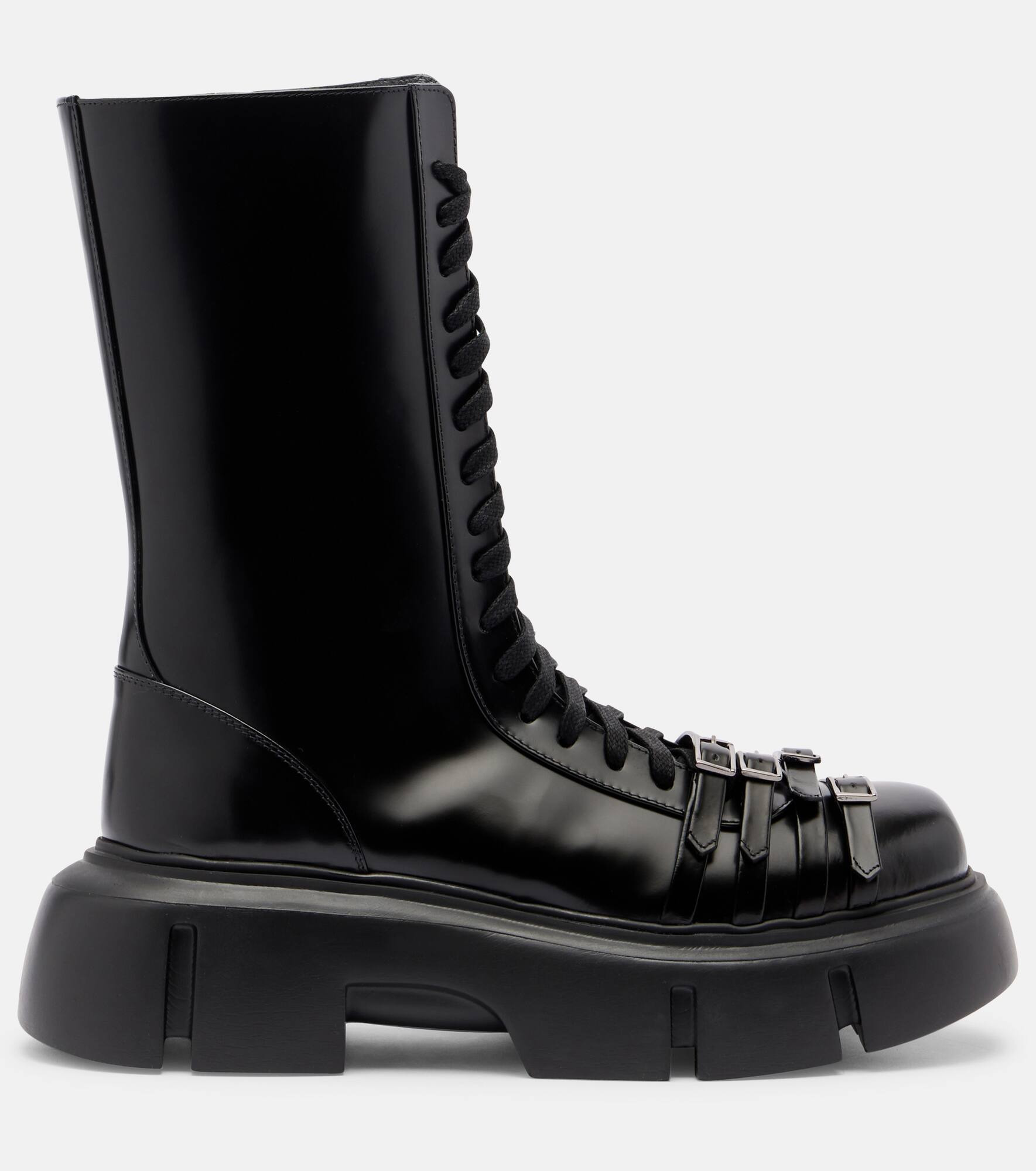 Platform leather combat boots - 4