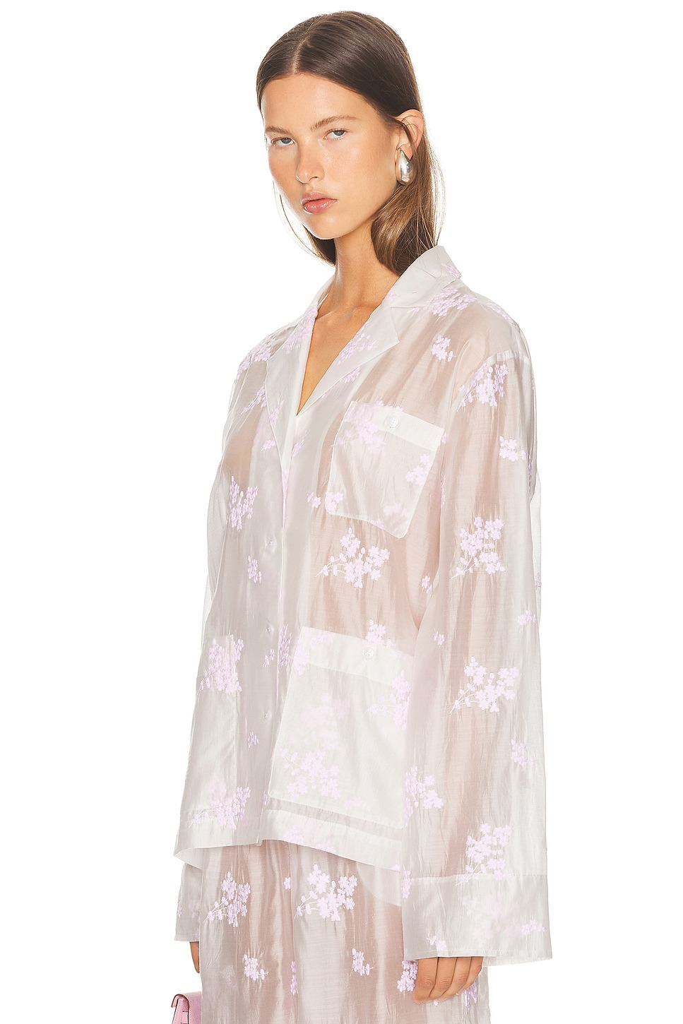 Pajama Top in Cherry Blossom Embroidery - 2