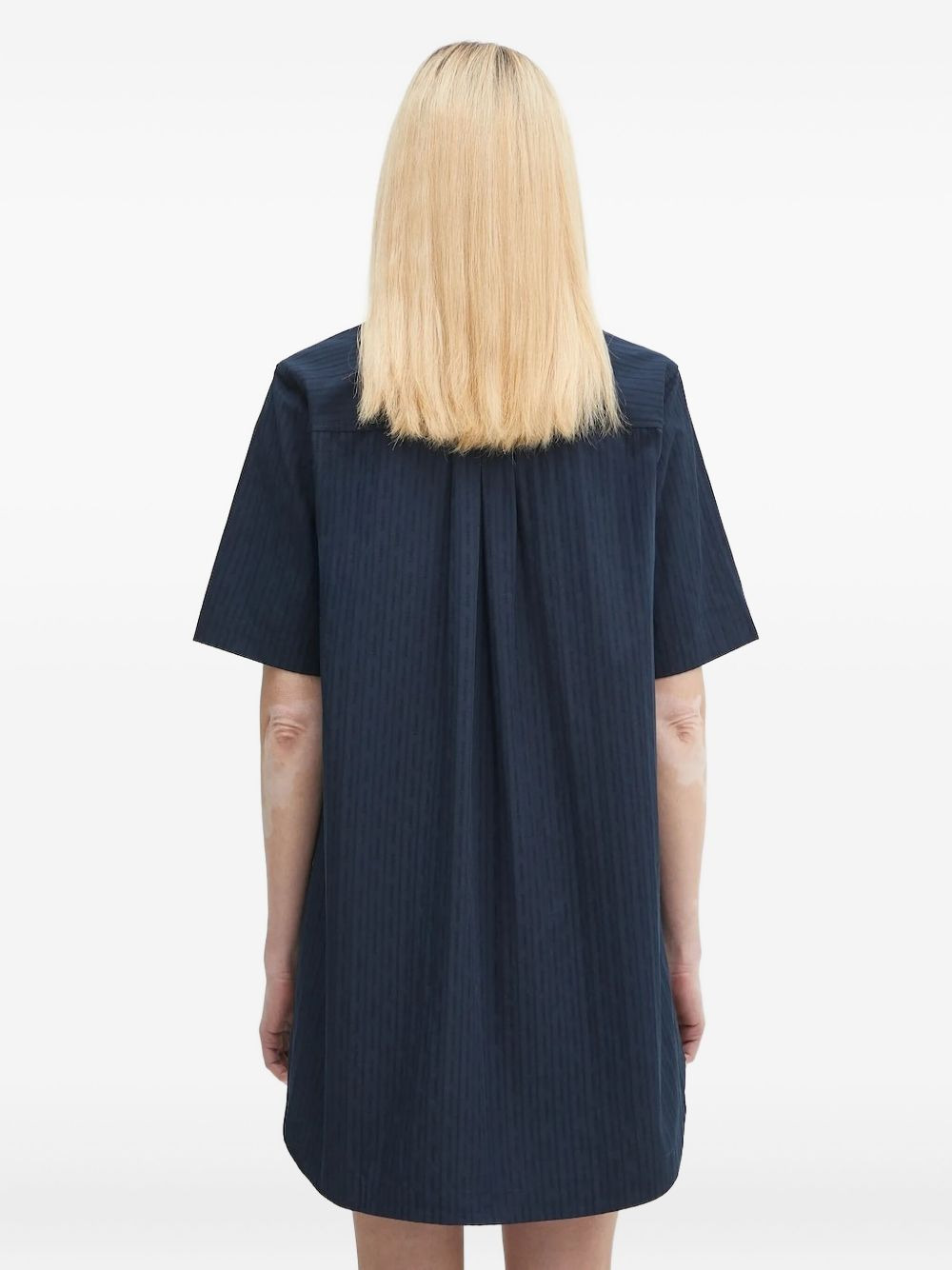pinstripe short-sleeve shirt dress - 3