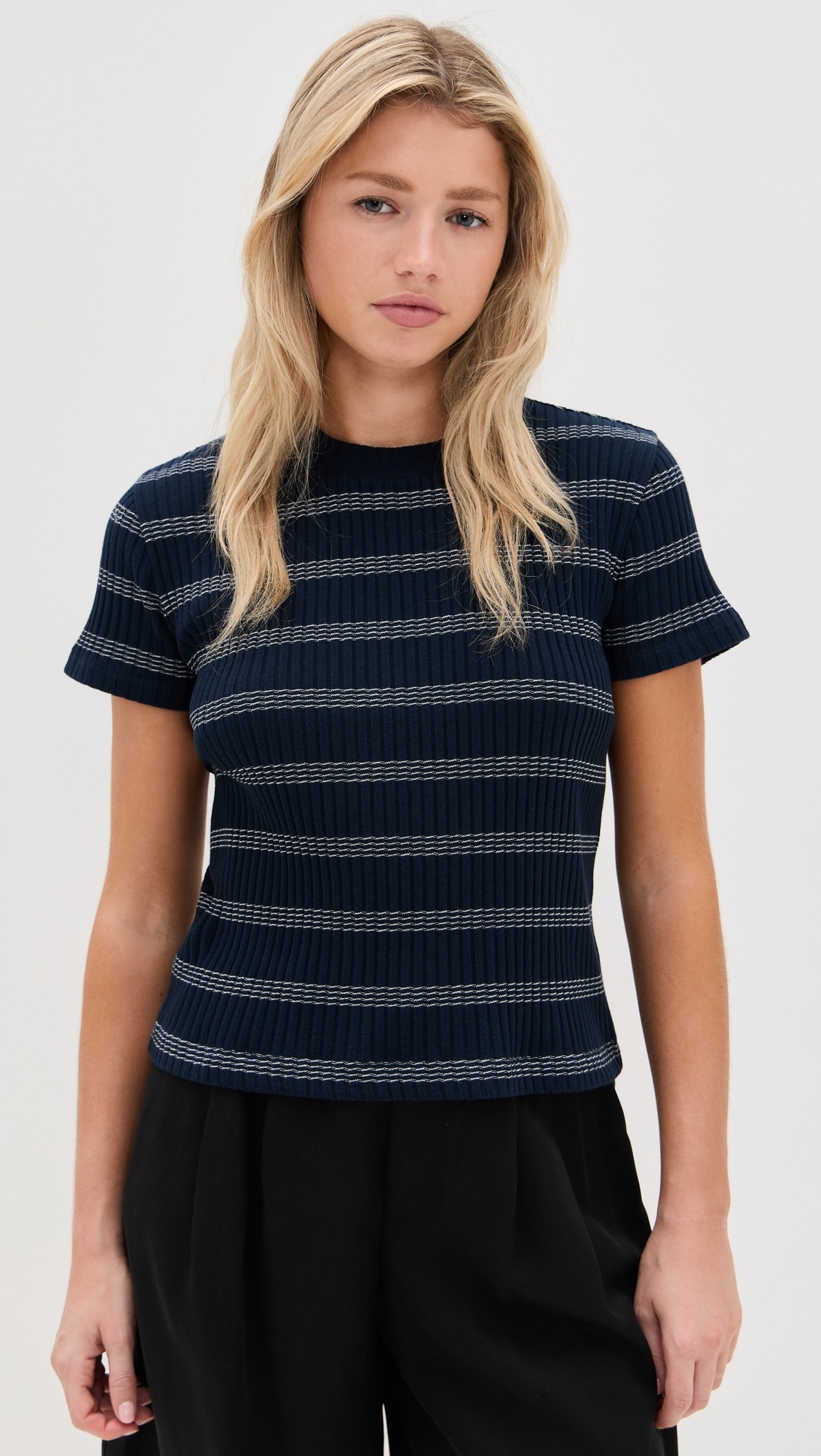 Striped Short Sleeve Crew Top - 6
