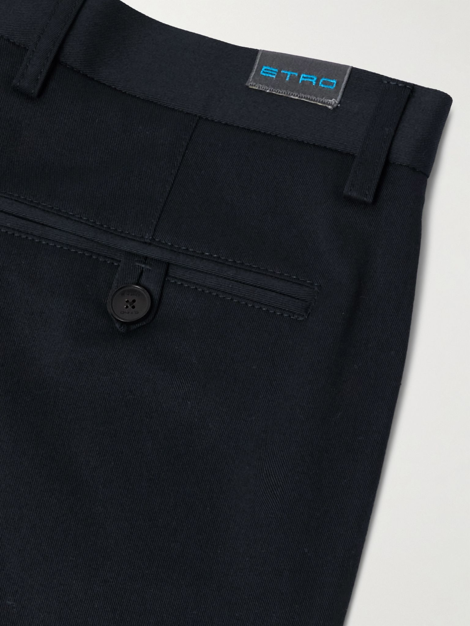 Roma Slim-Fit Straight-Leg Stretch-Cotton Twill Trousers Blue - 5