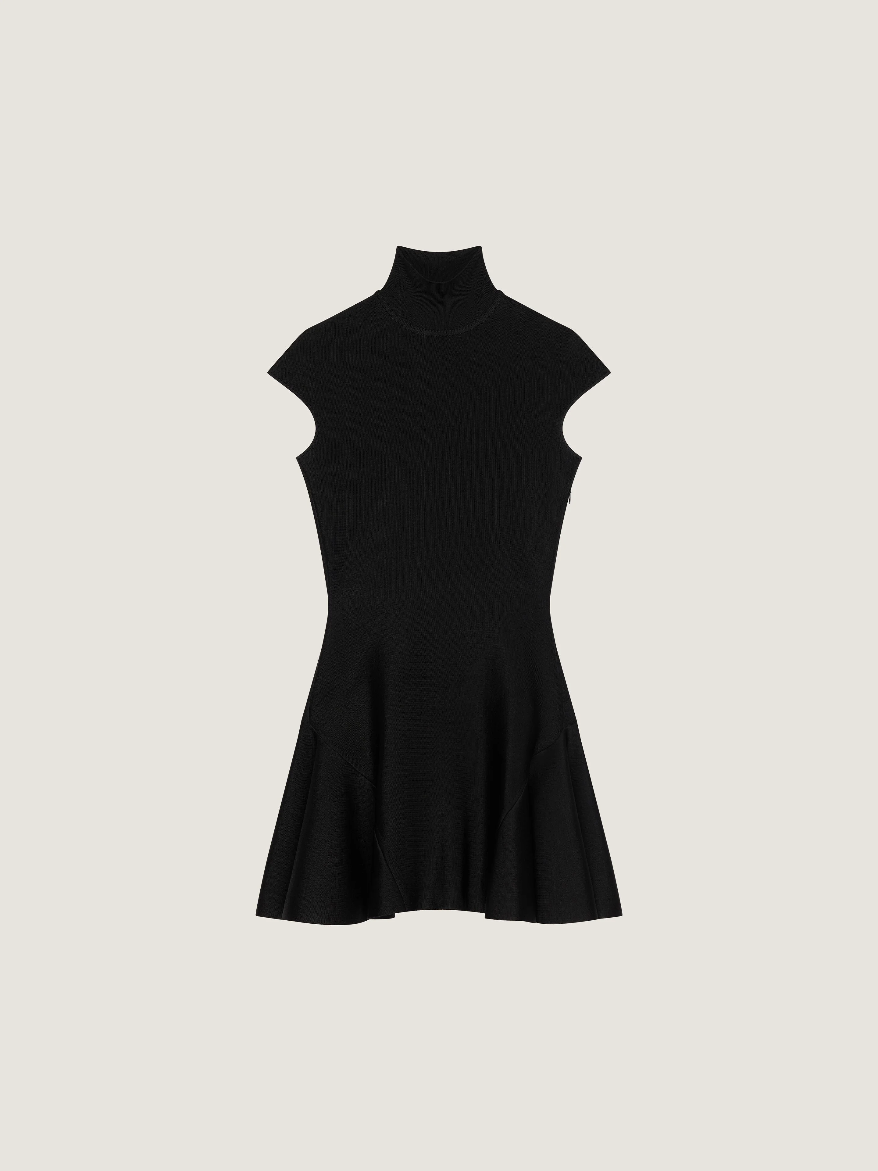 MINI DRESS WITH FLARED SKIRT IN WOOL VISCOSE - 1
