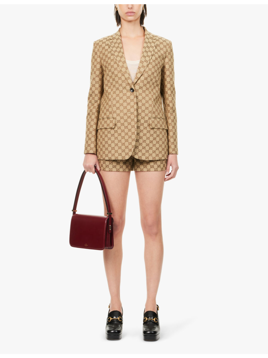Monogram-print slim-fit cotton-blend blazer - 2