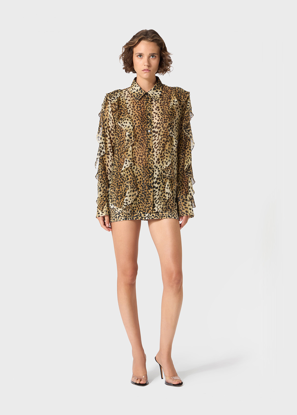 PRINTED GEORGETTE SHIRT WITH RUFFLES - 2