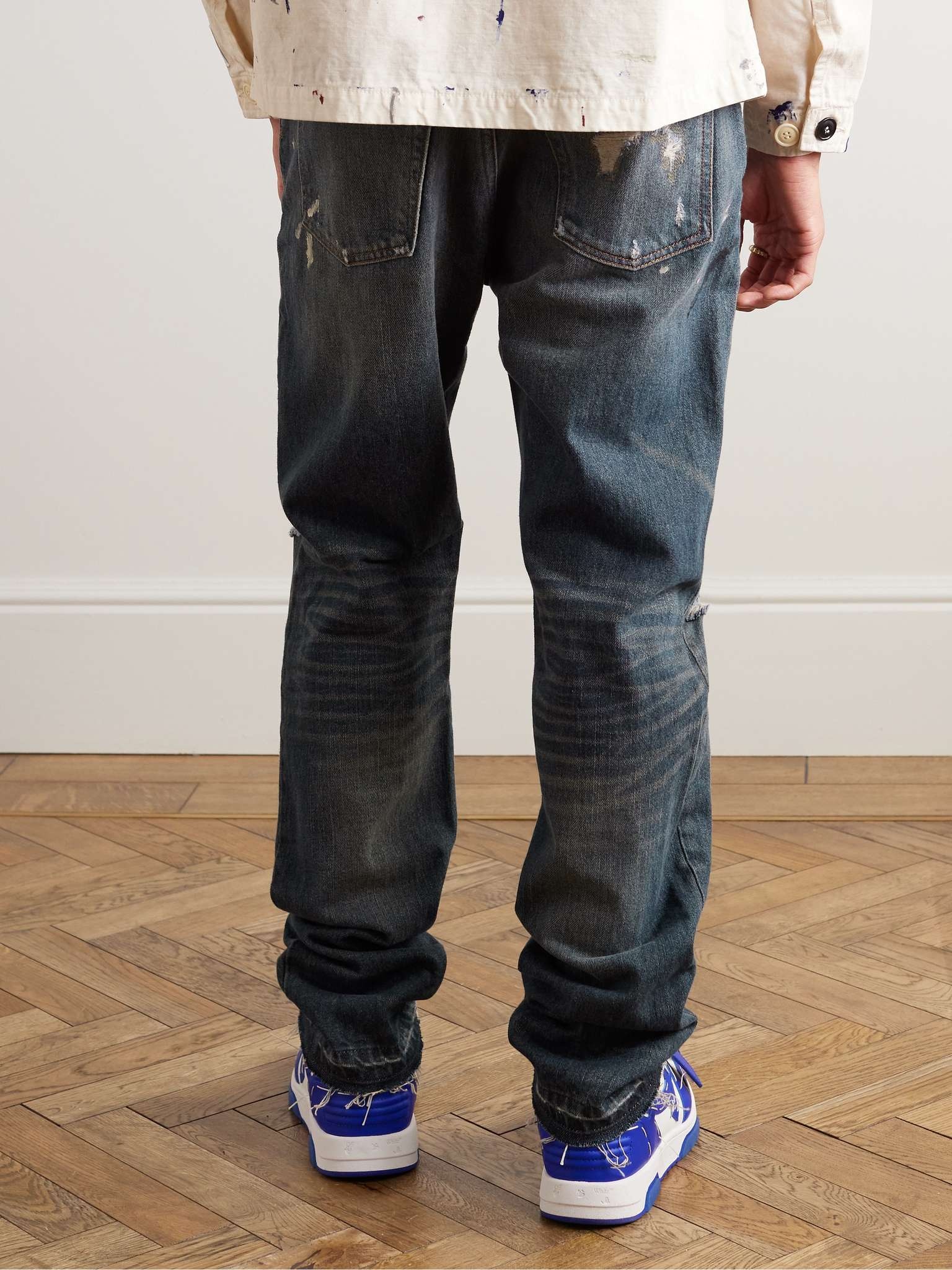 Starr 5001 Straight-Leg Paint-Splattered Distressed Jeans - 4