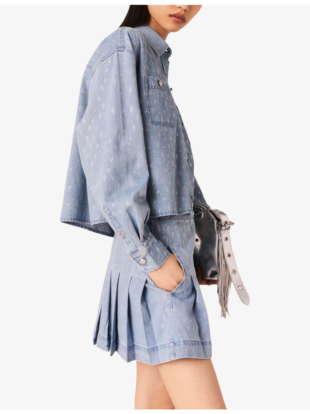 Bridget Rhinestone-Embellished Denim Shirt - 3