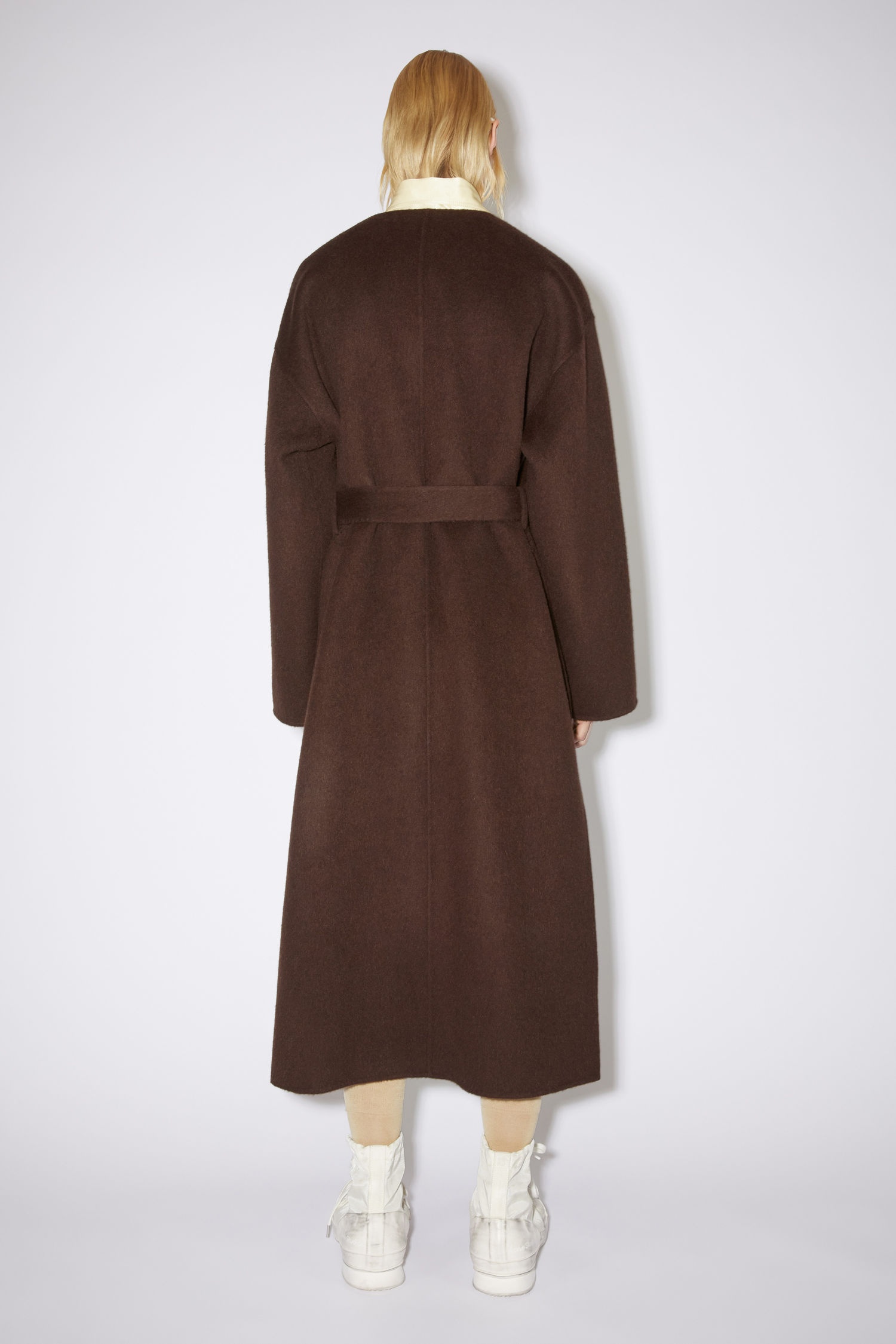 Collarless coat - Mahogany brown - 3