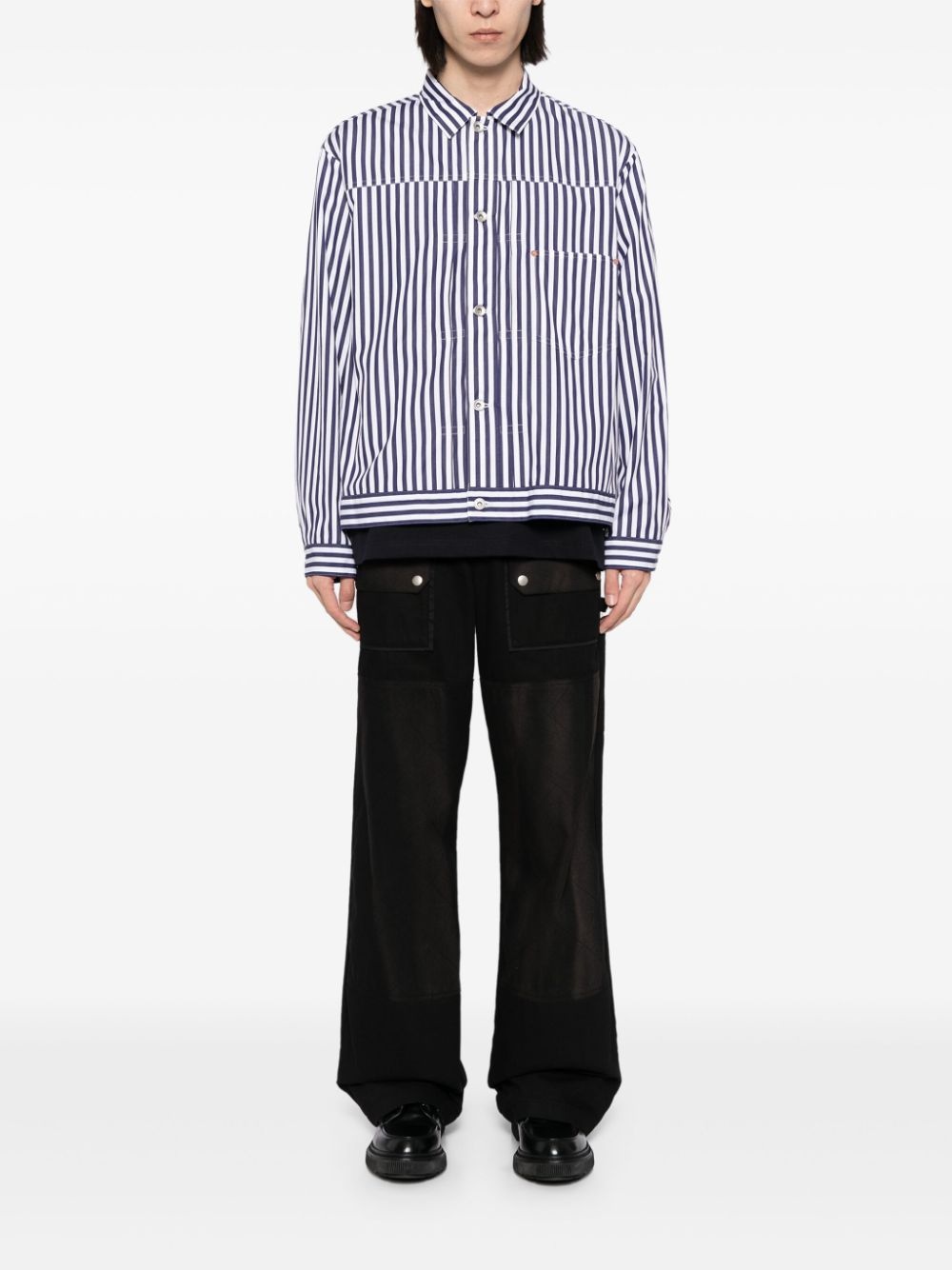 striped poplin shirt jacket - 2