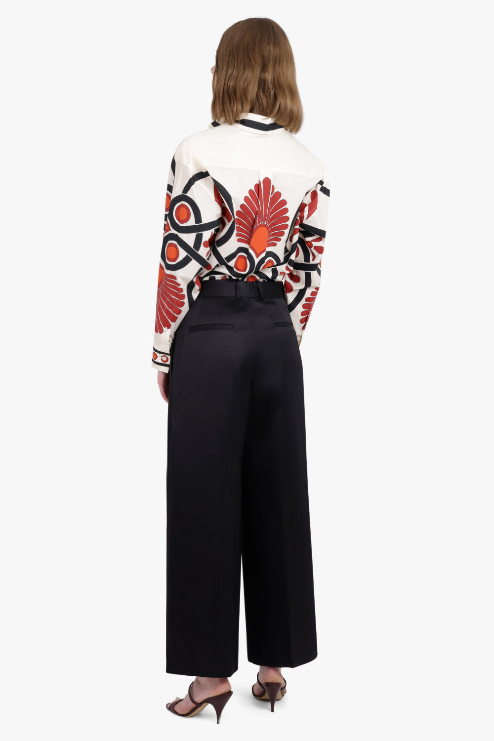 TWILL WIDE LEG TAILORED TROUSERS | BLACK - 4