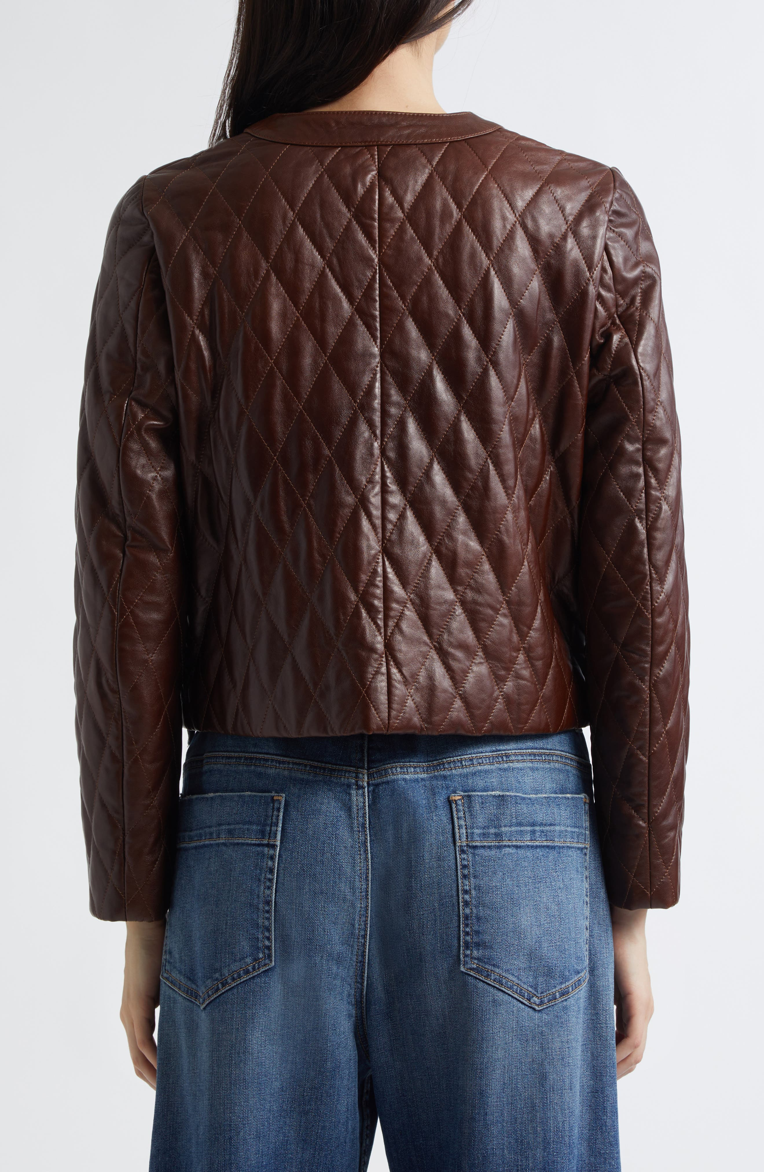 Nili Lotan Amy Quilted Leather Jacket in Bordeaux at Nordstrom - 3
