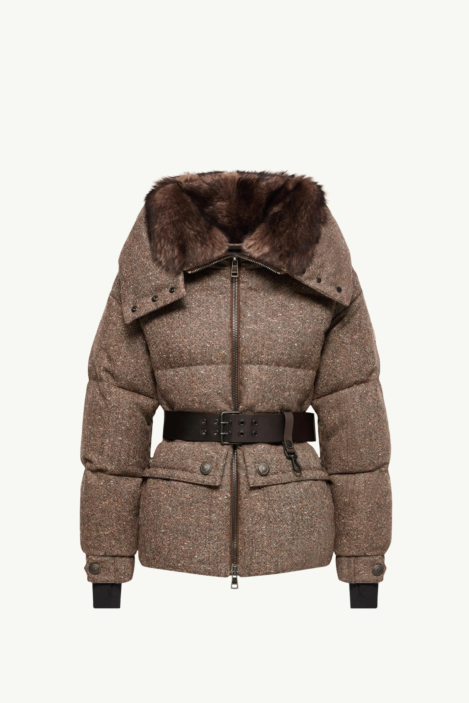Gelise Shearling-Trimmed Belted Down Jacket - 1