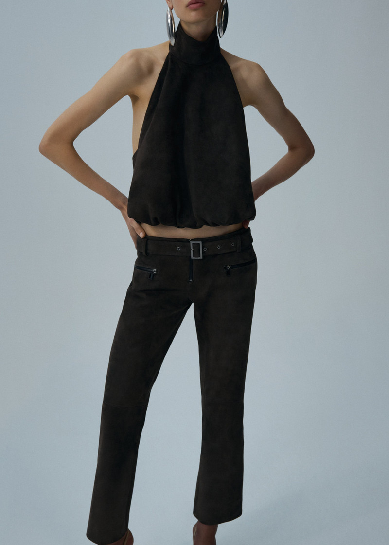MAGDA BUTRYM Suede belted pants in brown outlook