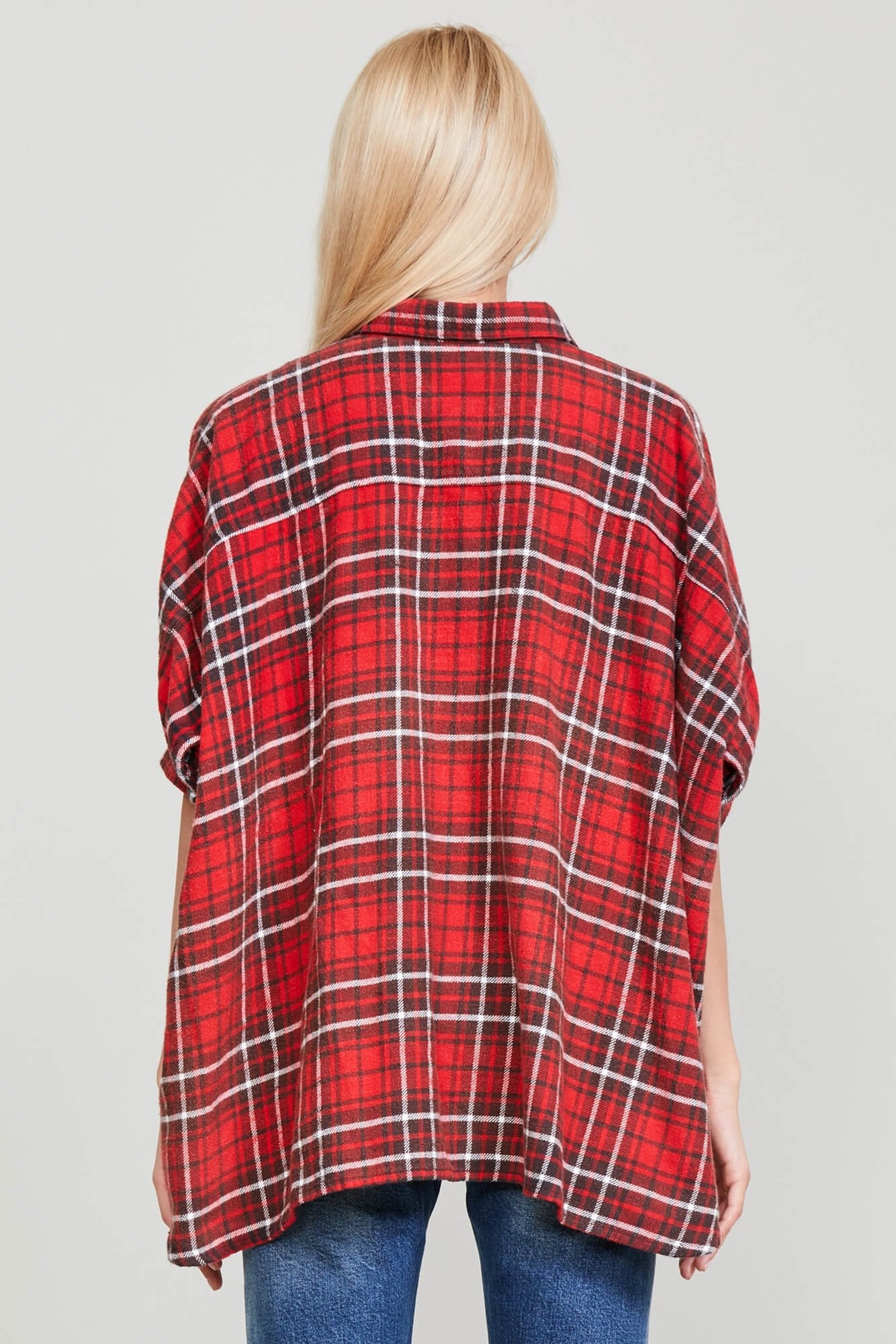 OVERSIZED BOXY SHIRT - RED PLAID - 4