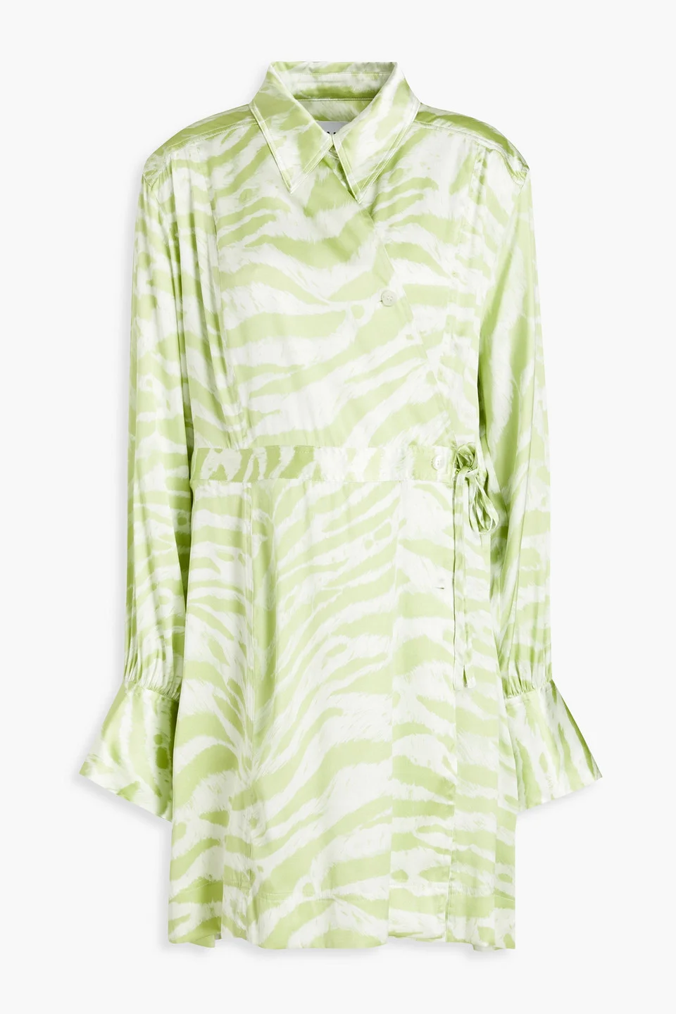 Tiger-print silk-blend satin mini wrap dress - 1