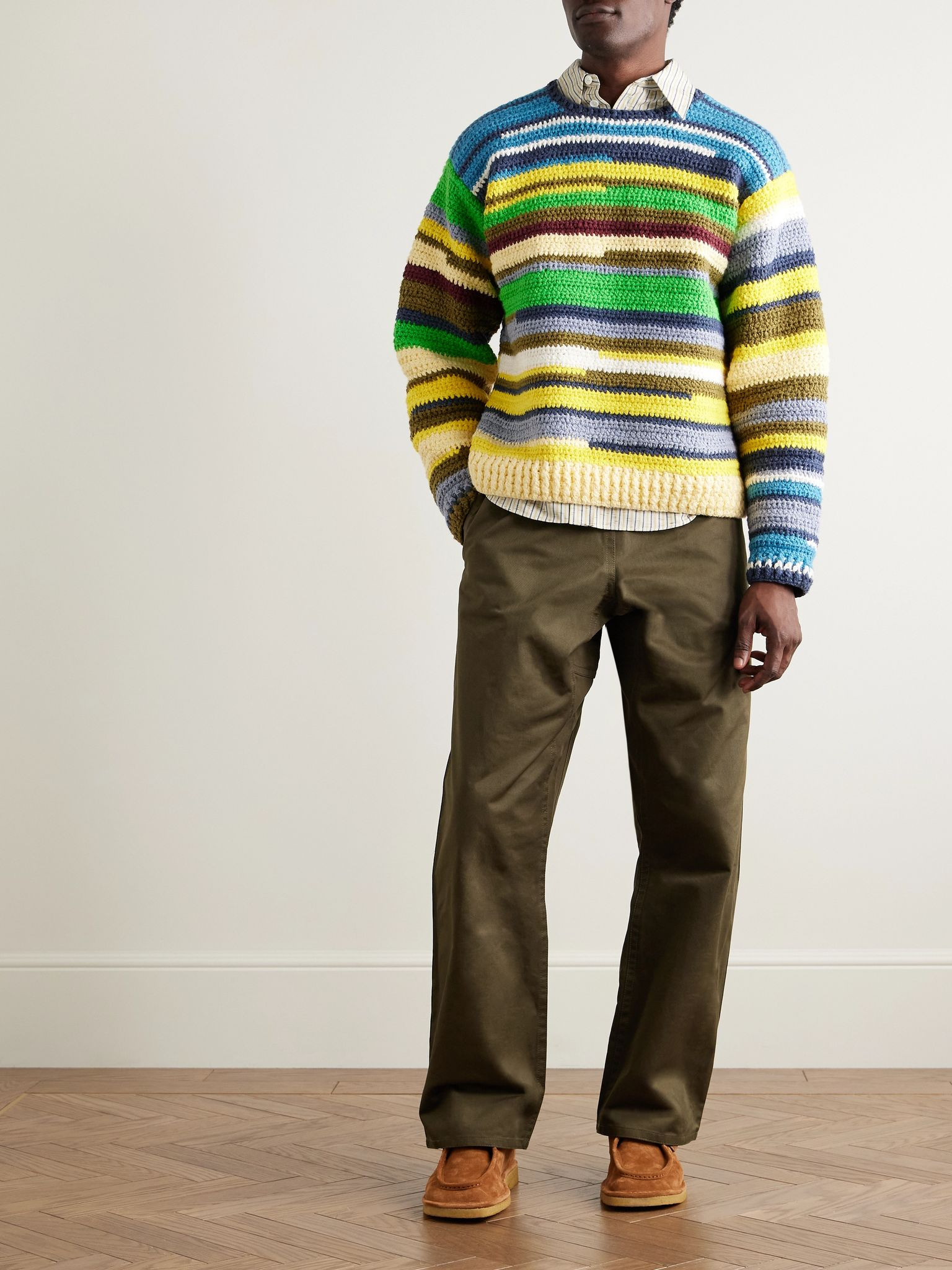 Straight-Leg Cotton-Gabardine Trousers Green - 2