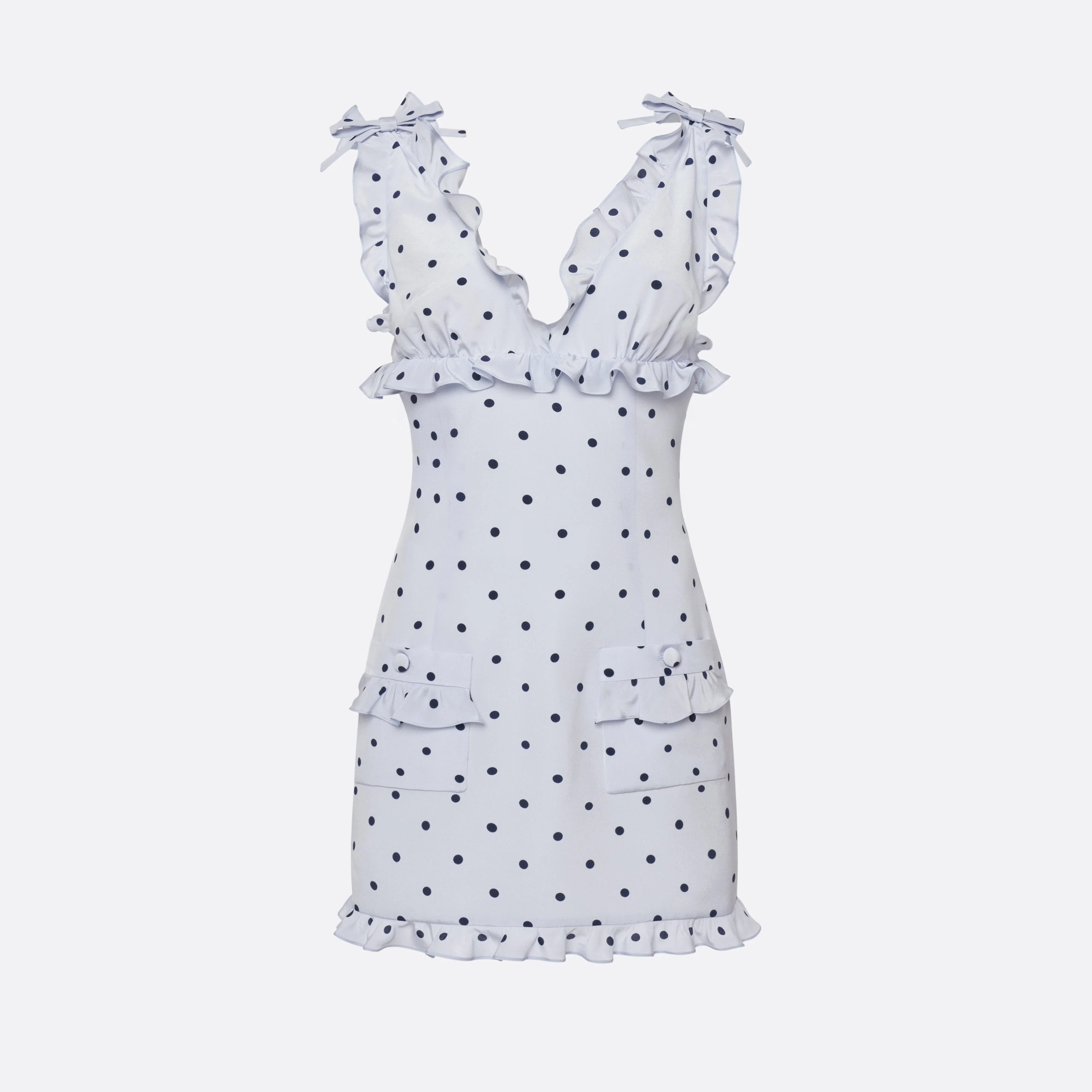 POLKA-DOT SILK MINI DRESS WITH POCKETS - 1