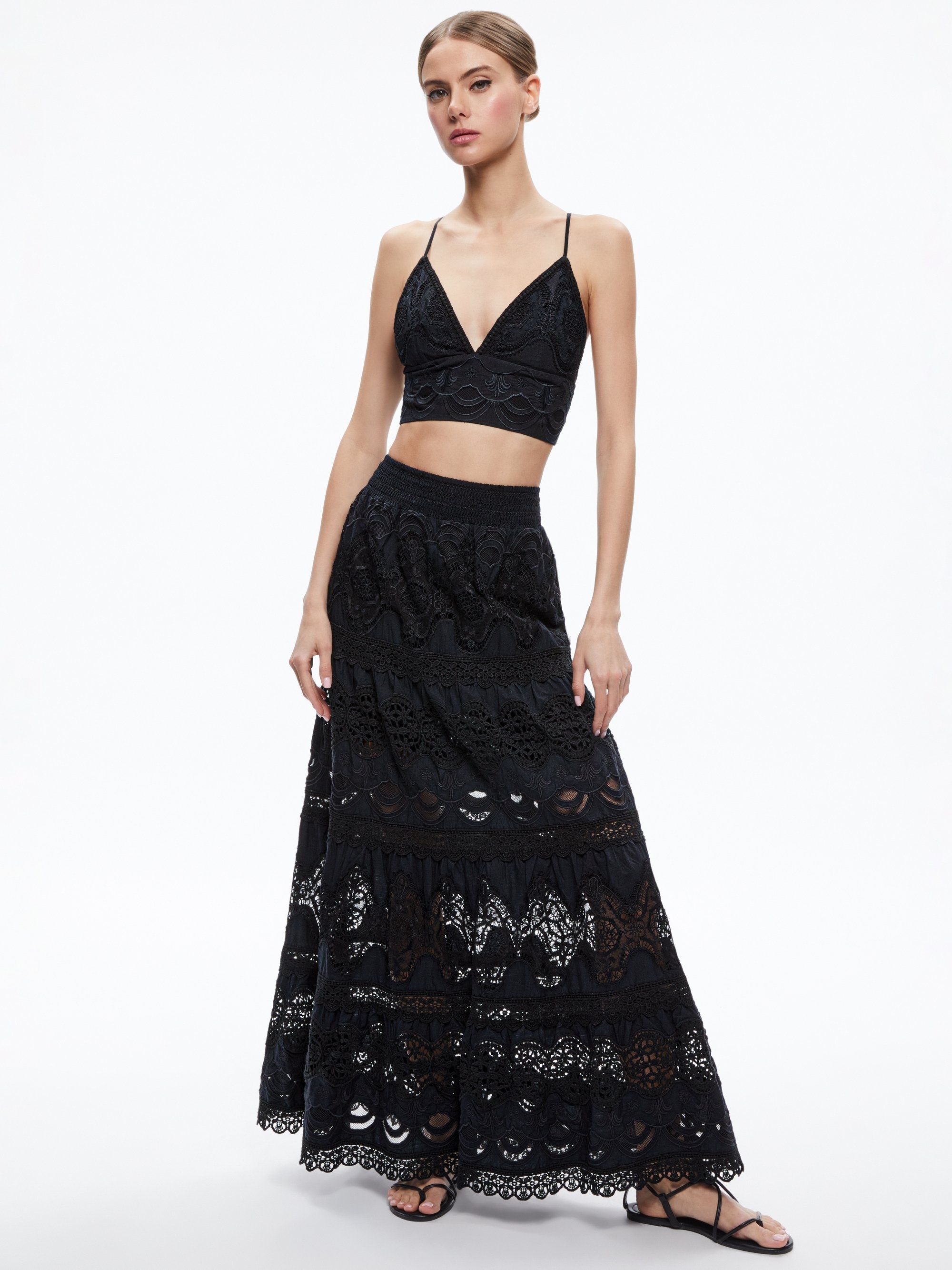 CALI EMBROIDERED TIERED MAXI SKIRT - 4