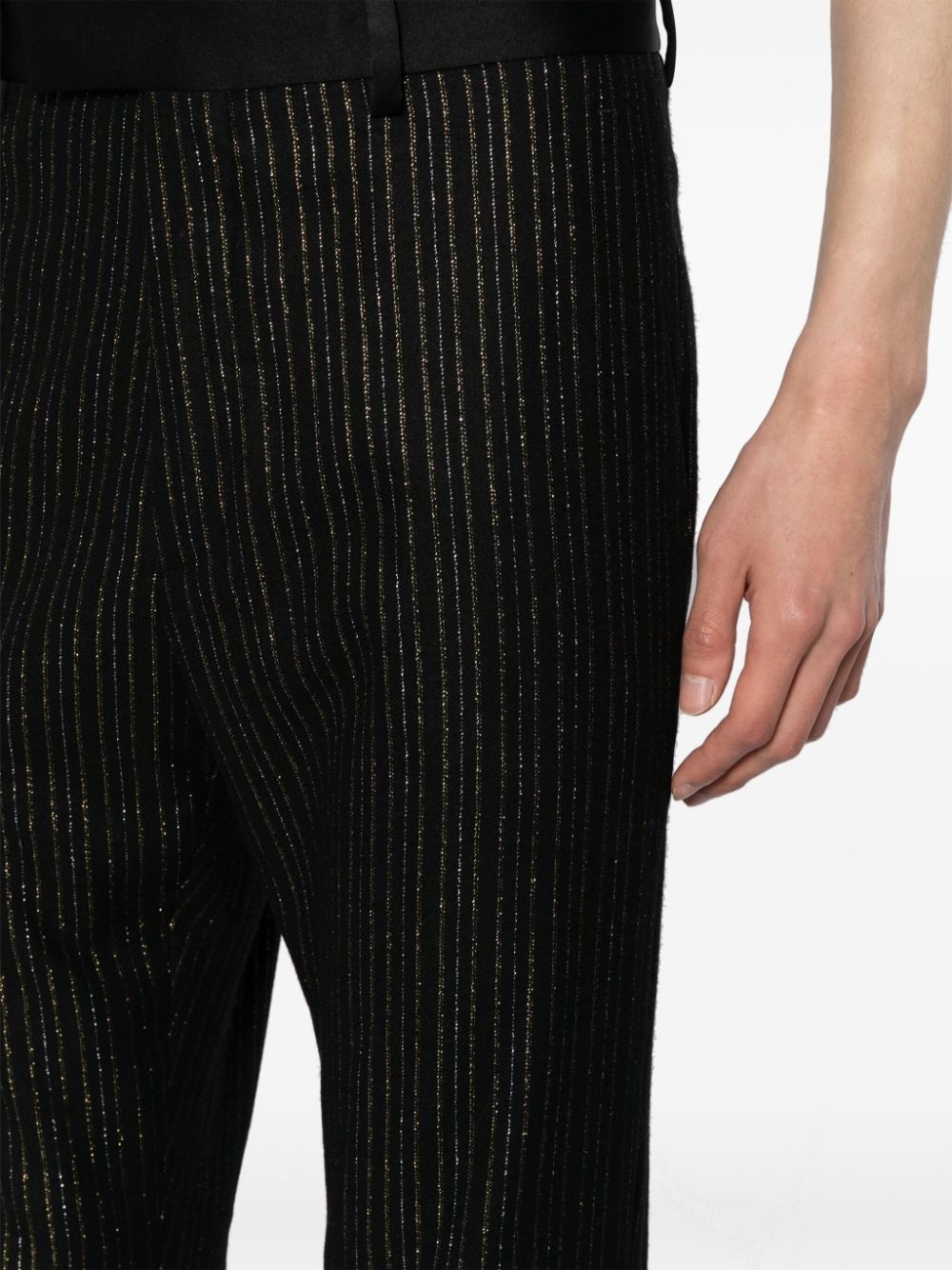 pinstriped wool-blend trousers - 5