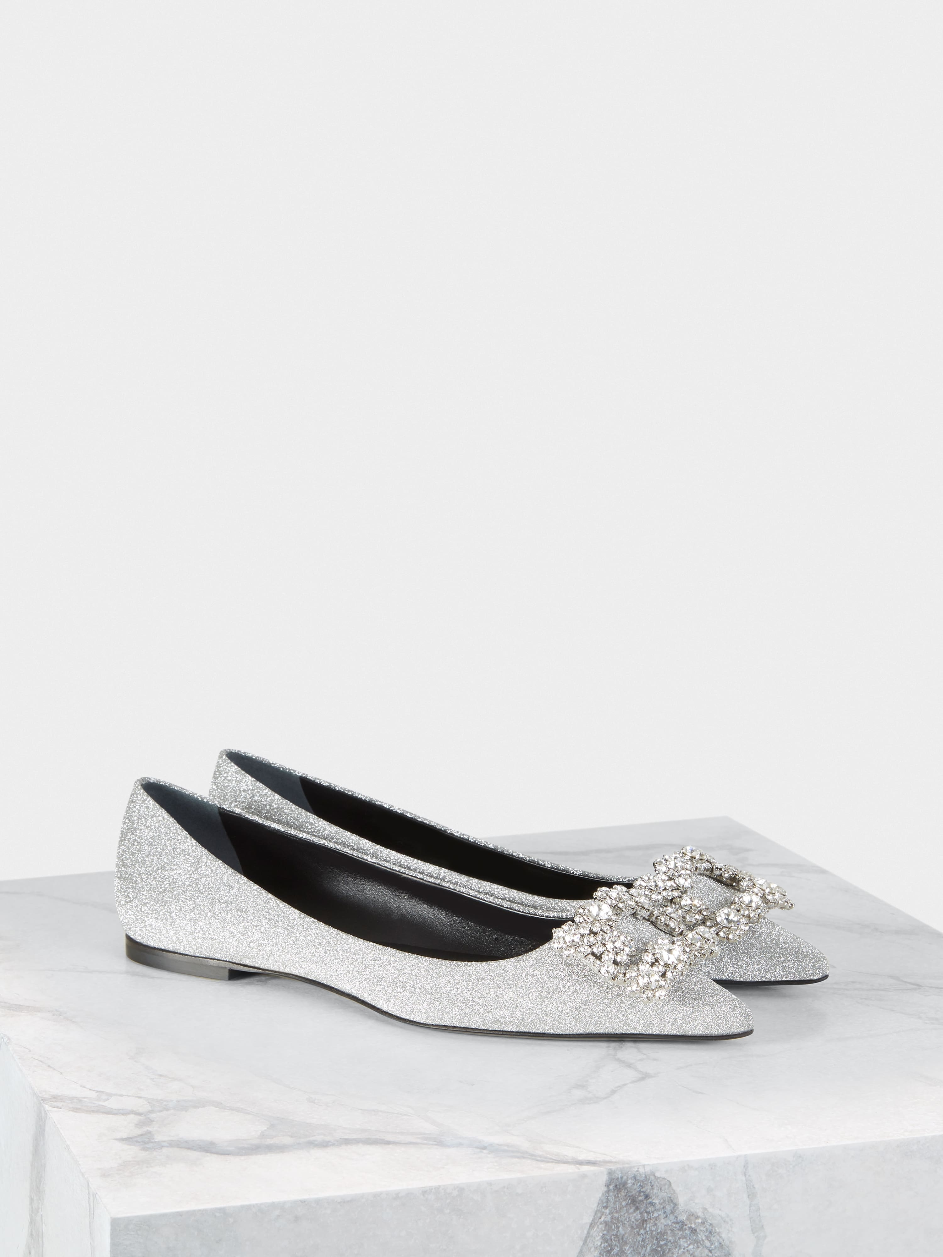 Flower Strass Buckle Ballerinas in Fabric - 2