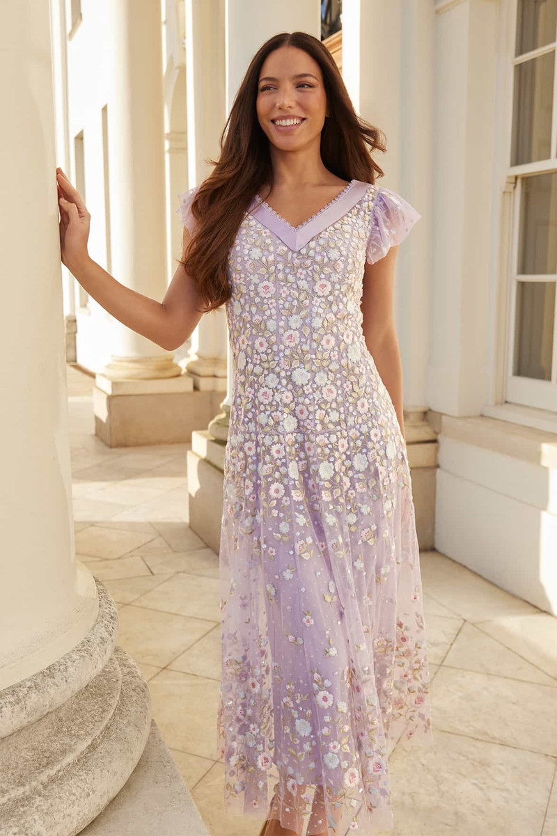 Needle & Thread Ethereal Blooms Short Sleeve Ankle Gown outlook