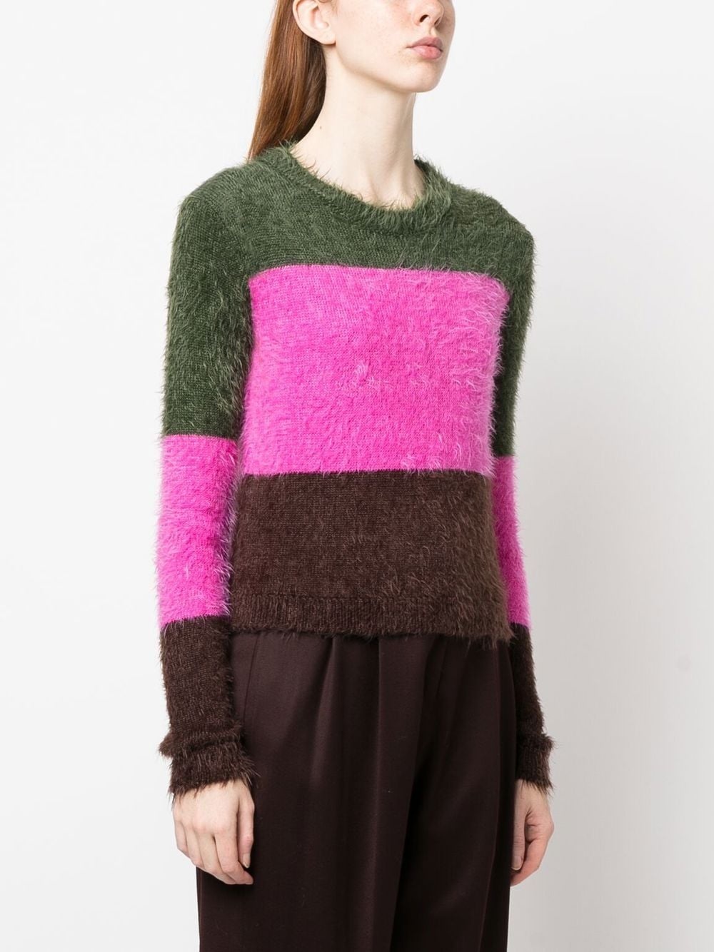 striped brushed-effect jumper - 3