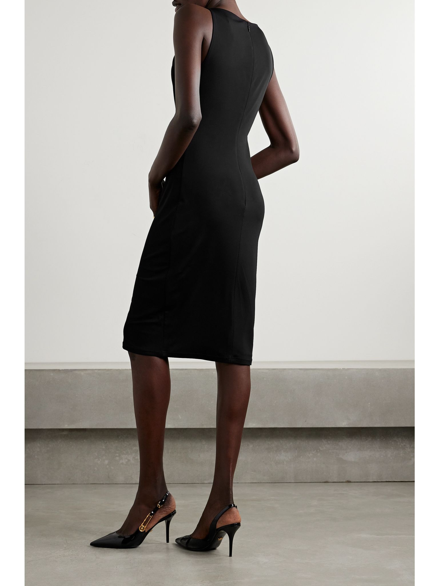 Icons embellished draped jersey dress Black - 3
