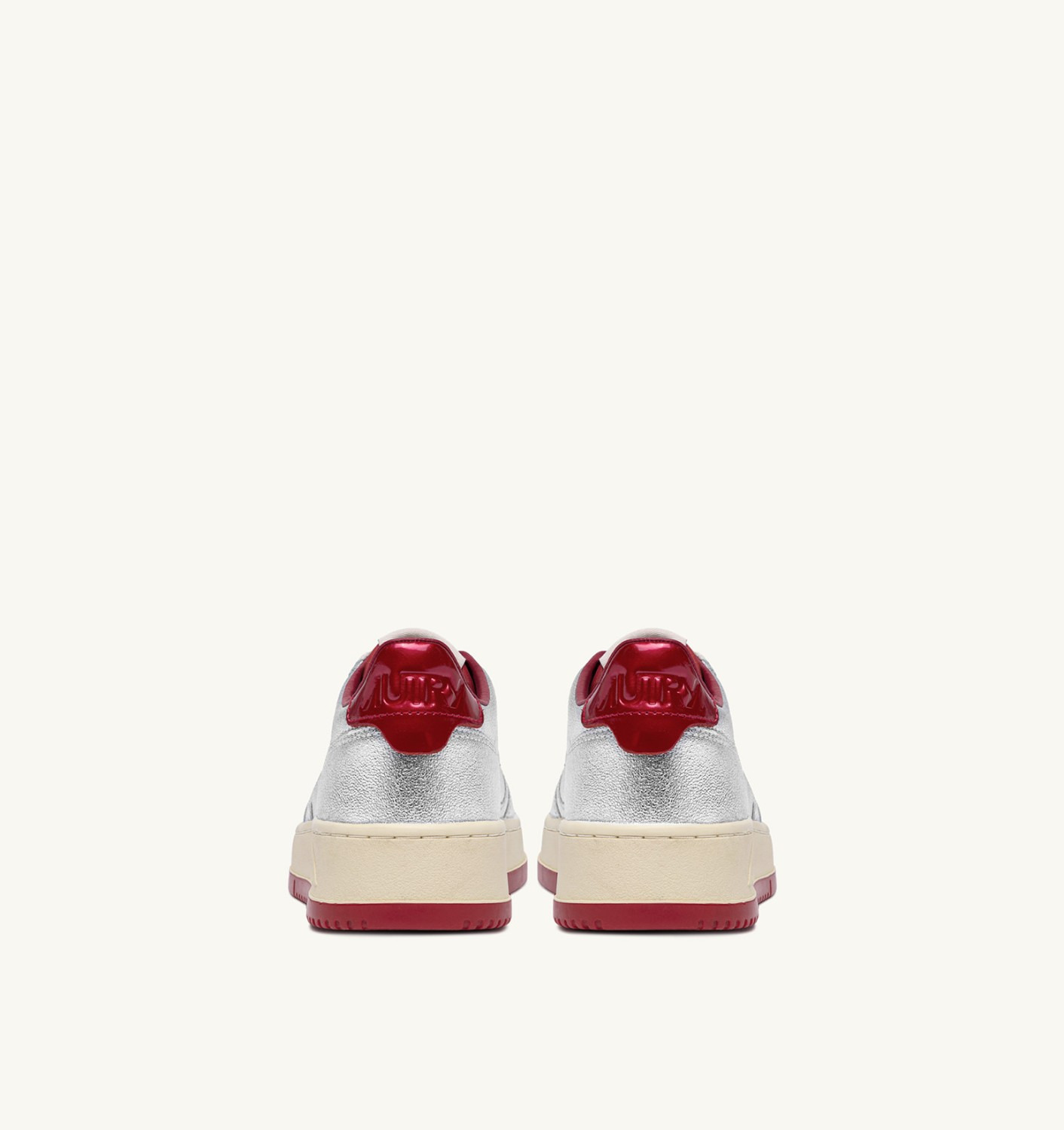 MEDALIST LOW SNEAKERS IN SILVER AND RED METALIZED LEATHER - 3