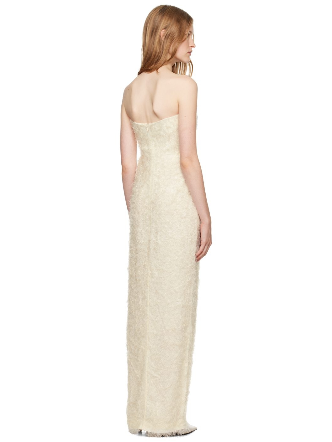 Off-White Strapless Fil Coupé Maxi Dress - 3