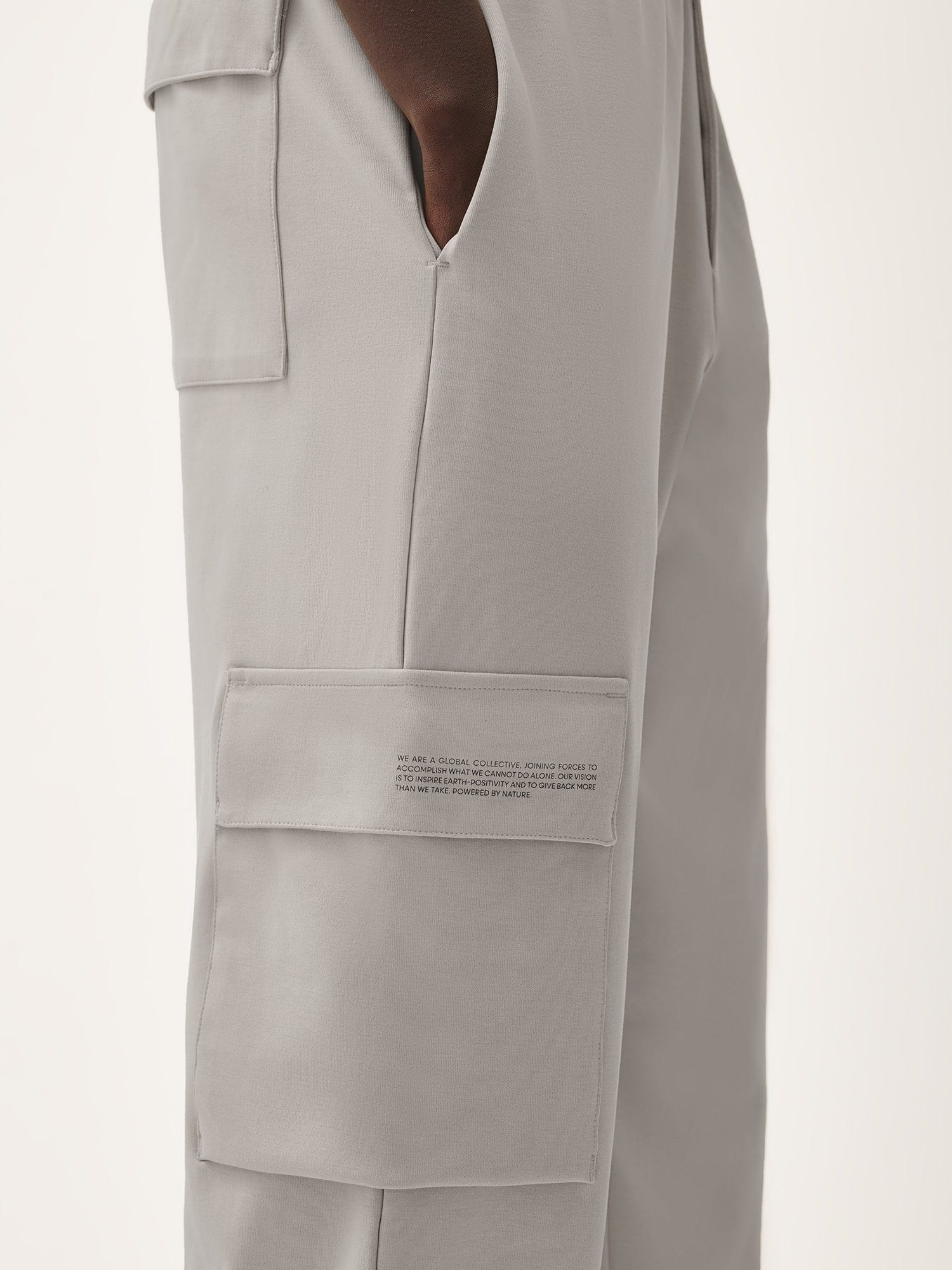 Womens Double Jersey Cargo Track Pants - Stone - 5