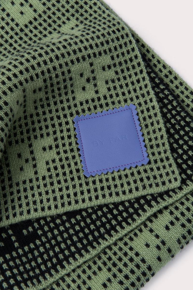 BY FAR Jacquard Grid Scarf Camouflage Wool outlook