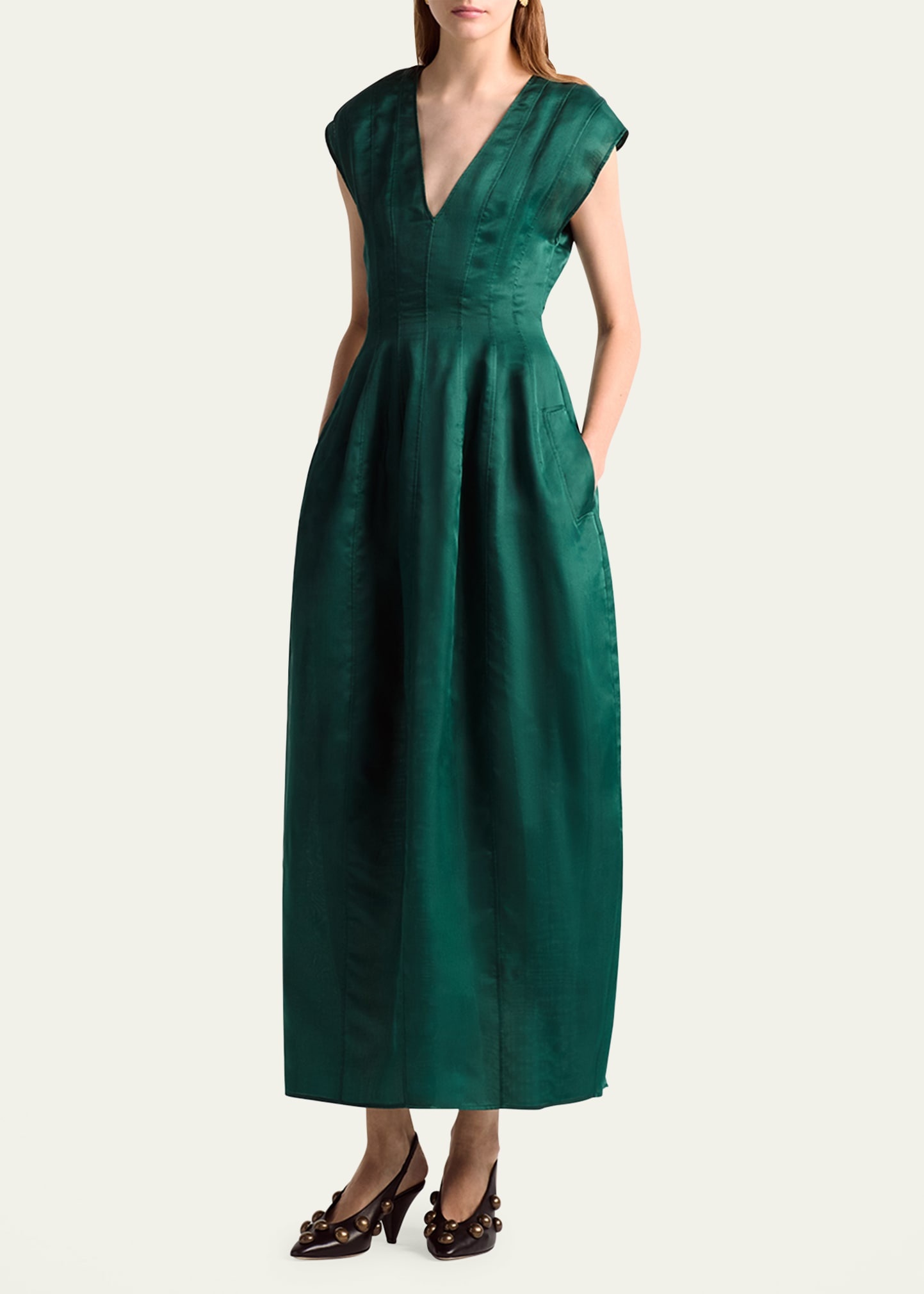 Bichette Paneled Cap-Sleeve Midi Dress - 4